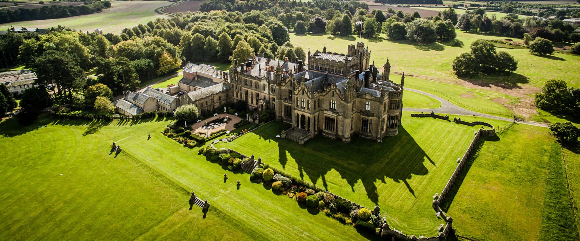 aerial view of Allerton Castle