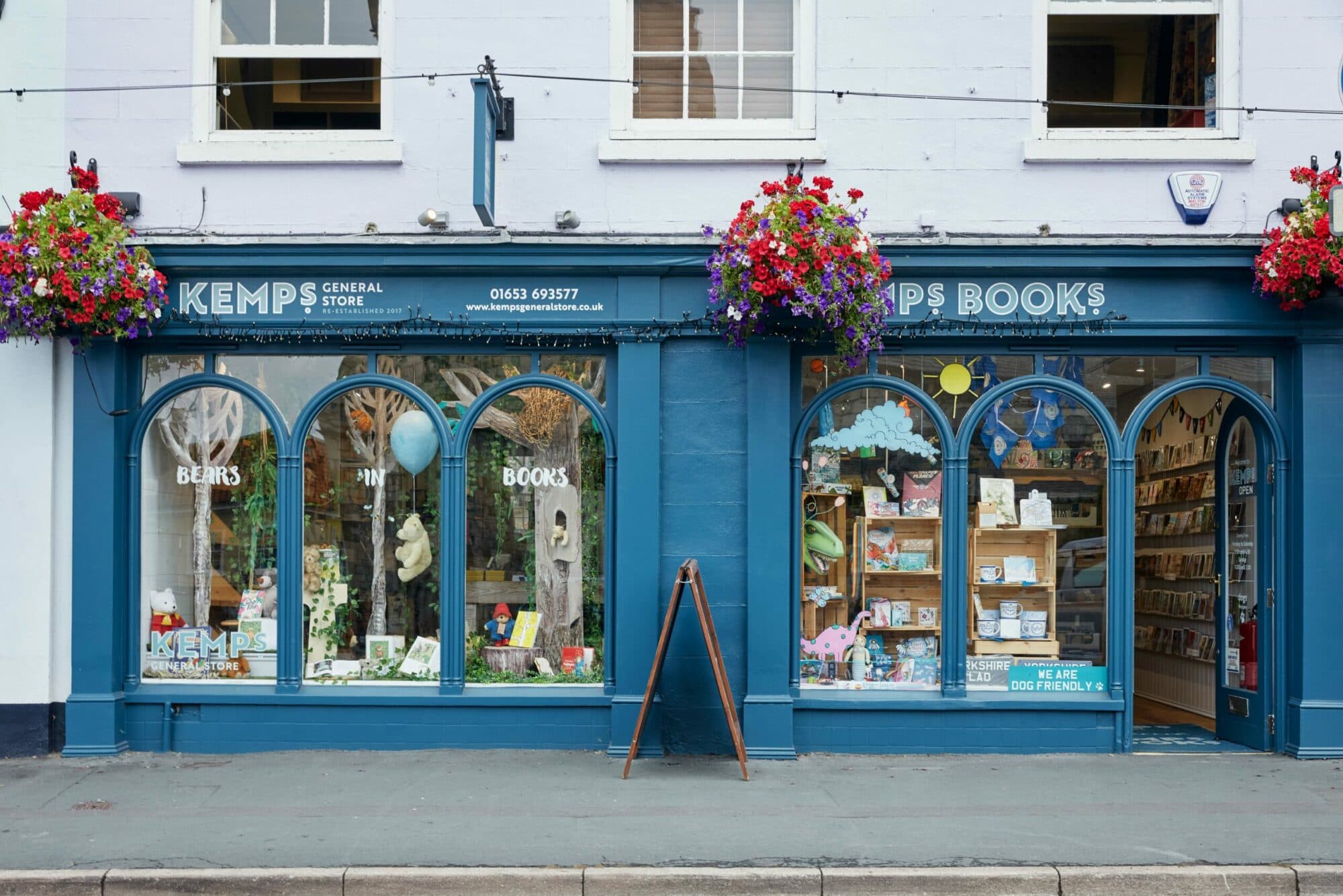 The storefront of Kemps General Store & Book Shop in Malton, North Yorkshire||||
