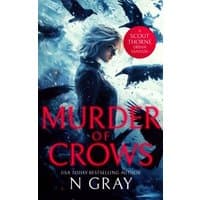 Book cover for "Murder of Crows" by N Gray, featuring a silhouette of a woman surrounded by flying crows.
