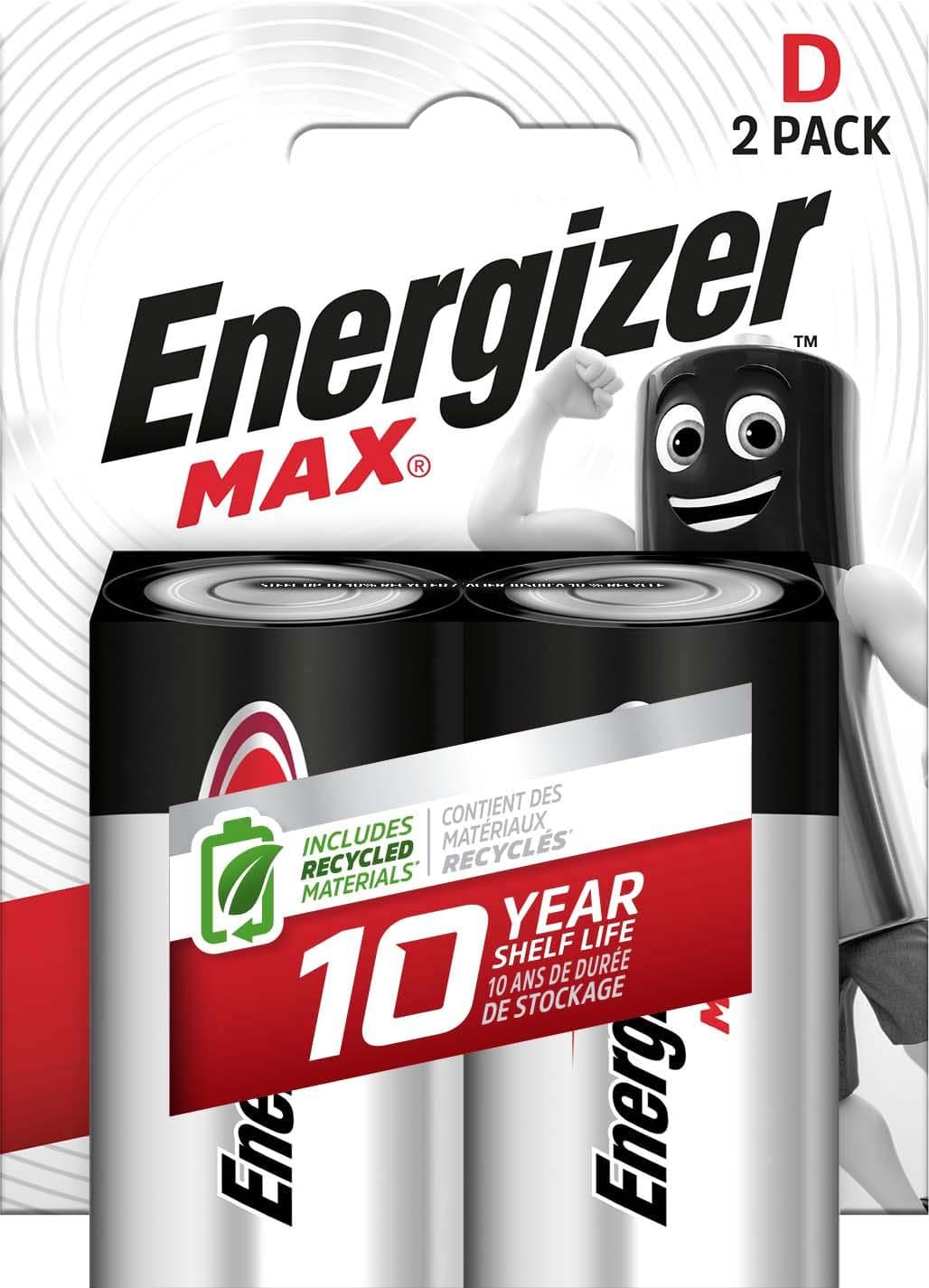 Energizer Max D Batteries 2 Pack