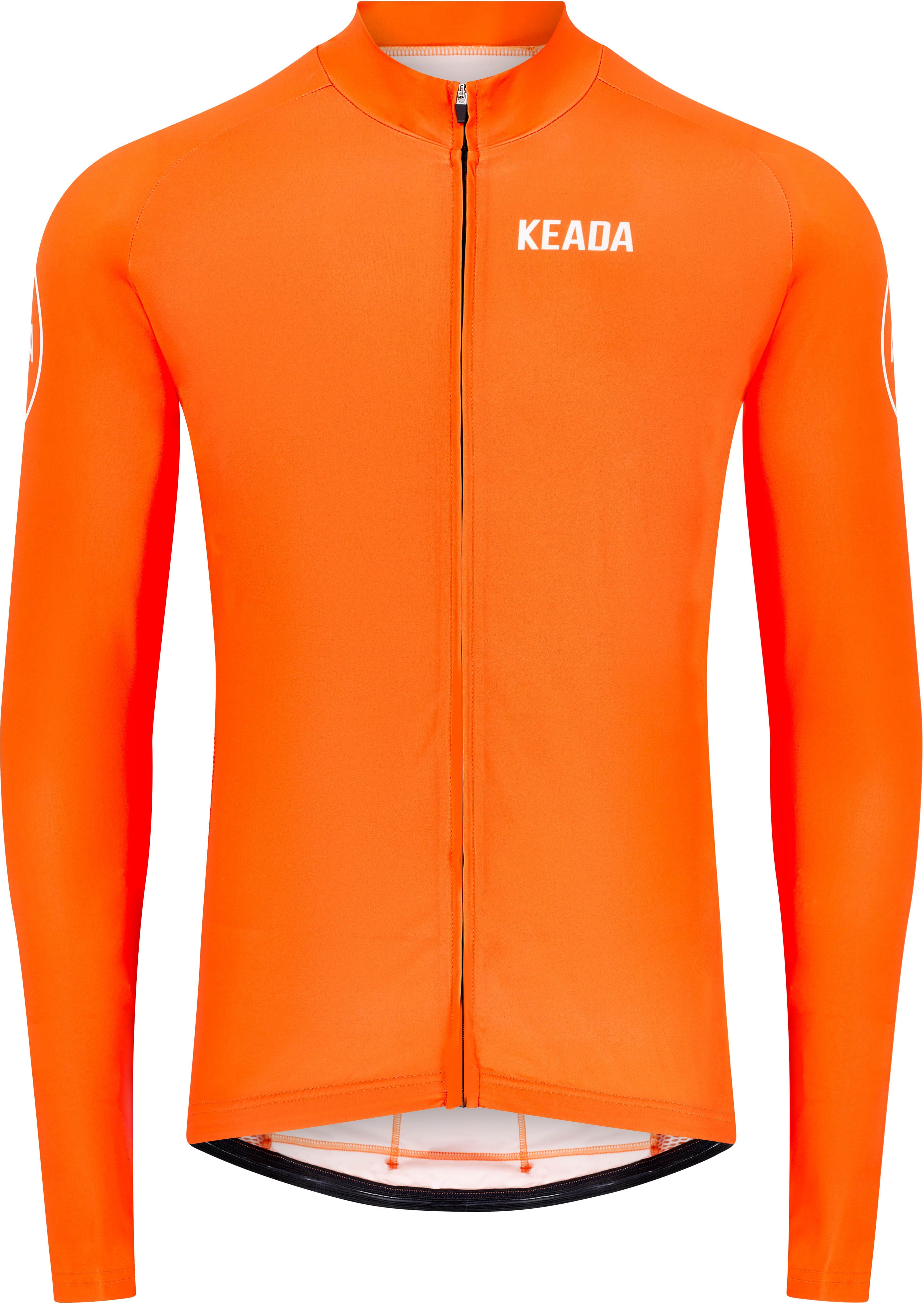 Keada Sports Men's Essential Long Sleeved Cycling Jersey, Orange - XL