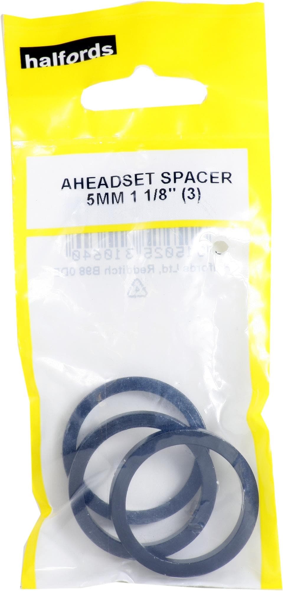 Halfords Aheadset Spacers x 3, 1 1/8 inch