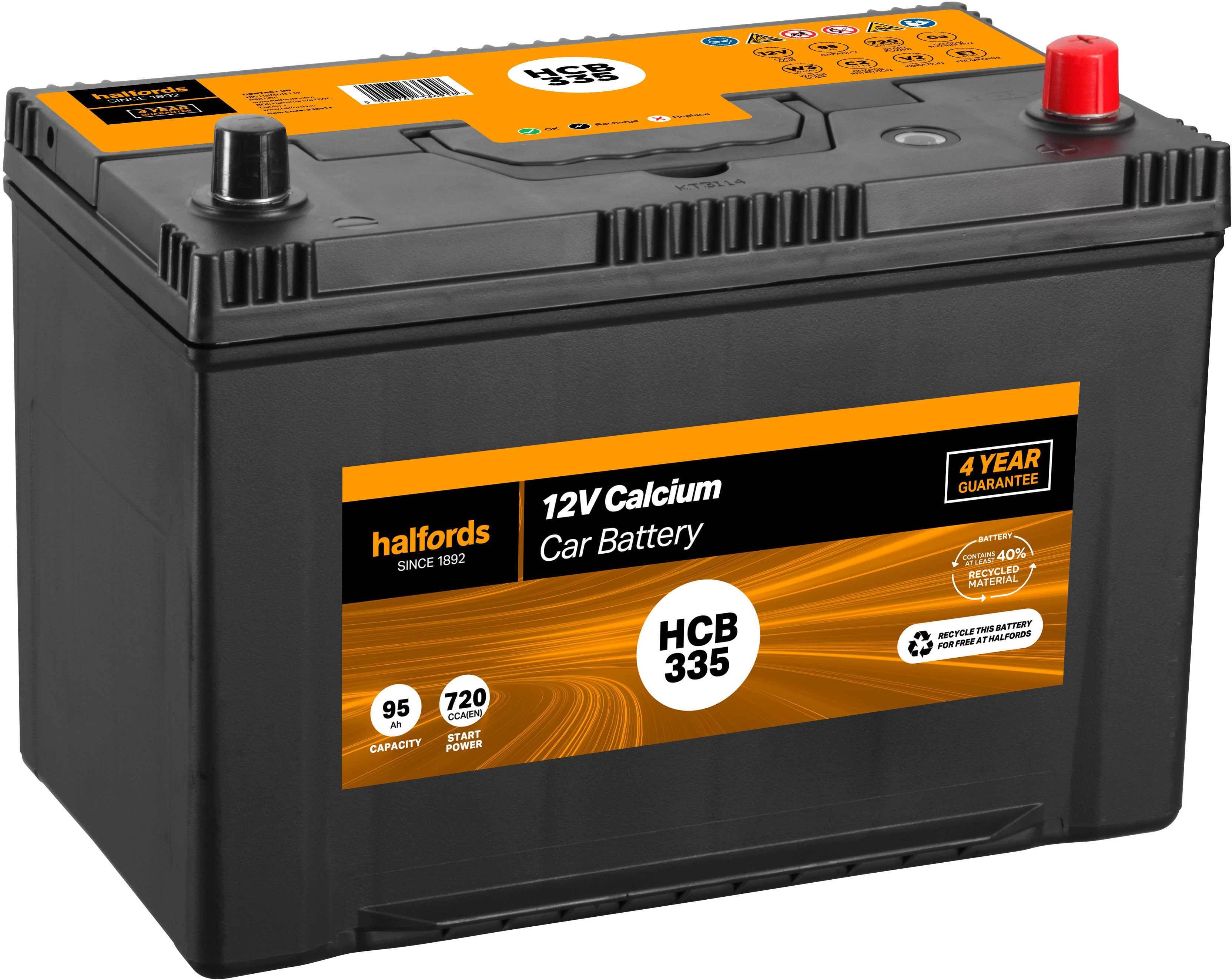 Halfords HCB335 12V Car Battery 4 Year Guarantee