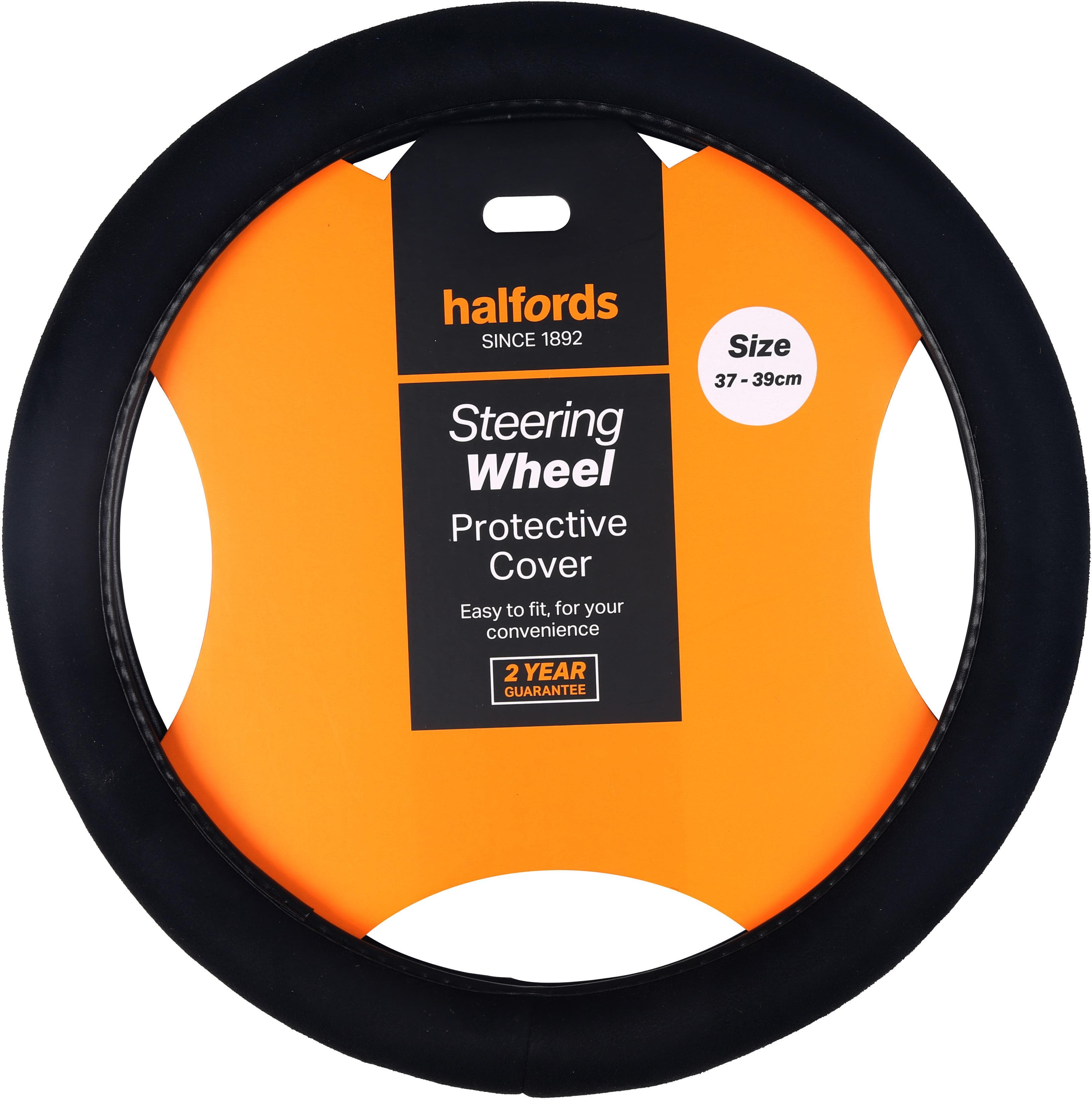 Halfords Black plush steering wheel cover