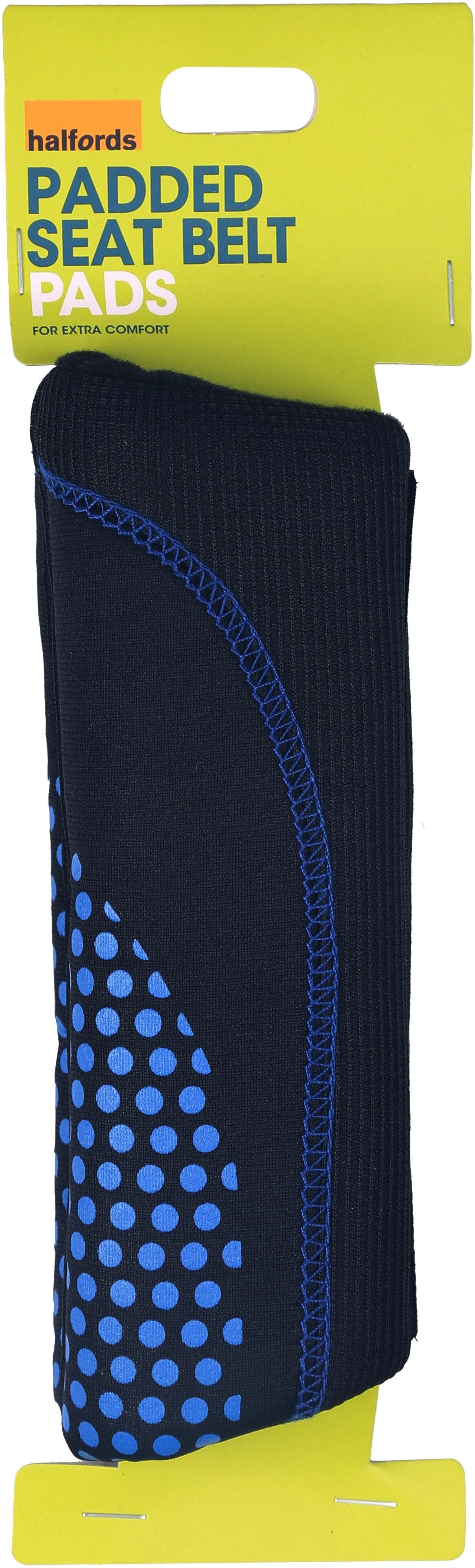 Halfords Black and blue dots Foam seat belt pads