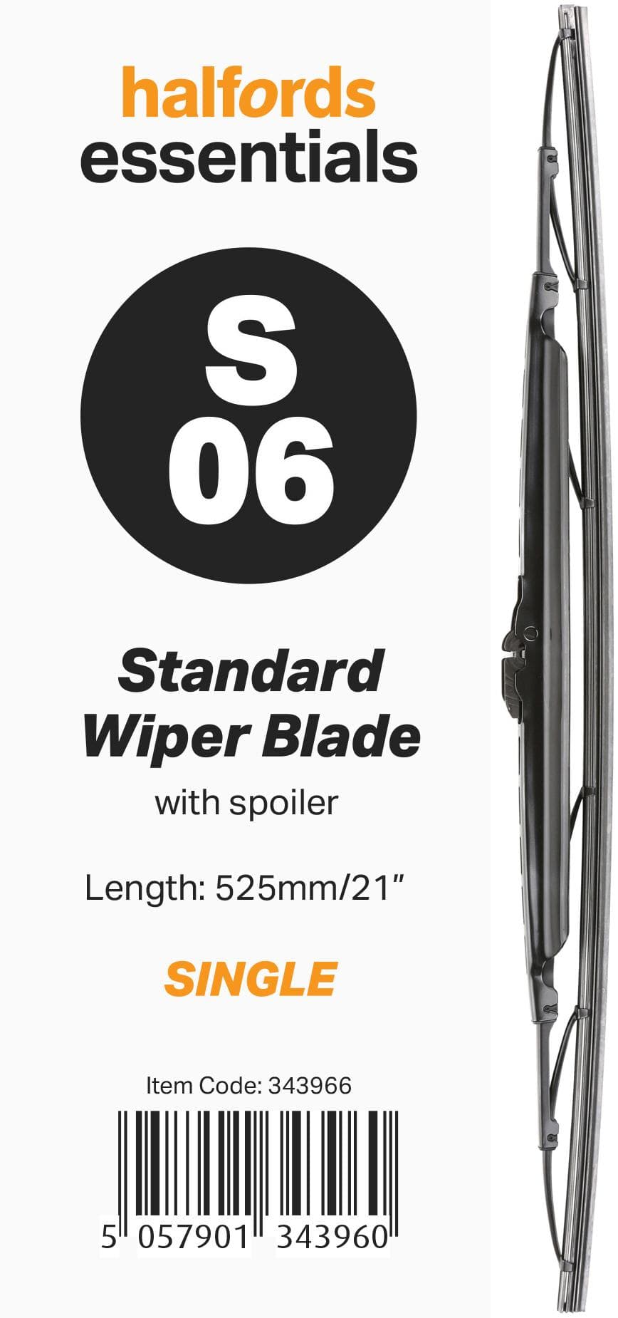 Halfords Essentials Spoiler Wiper Blade S06 - 21 inch