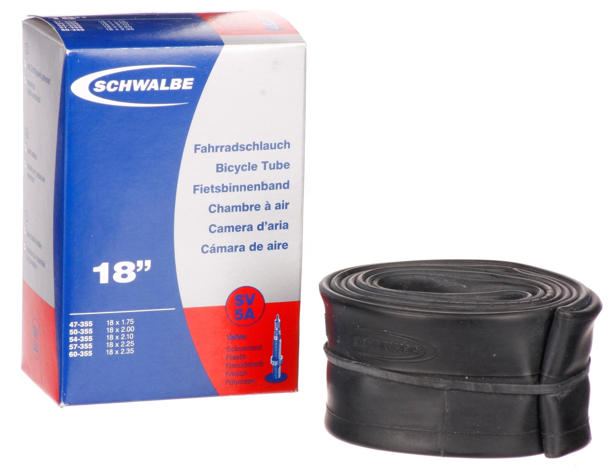 Schwalbe Bike Inner Tube, 18 inch x 1.75 - 2.35 inch (AV5A)