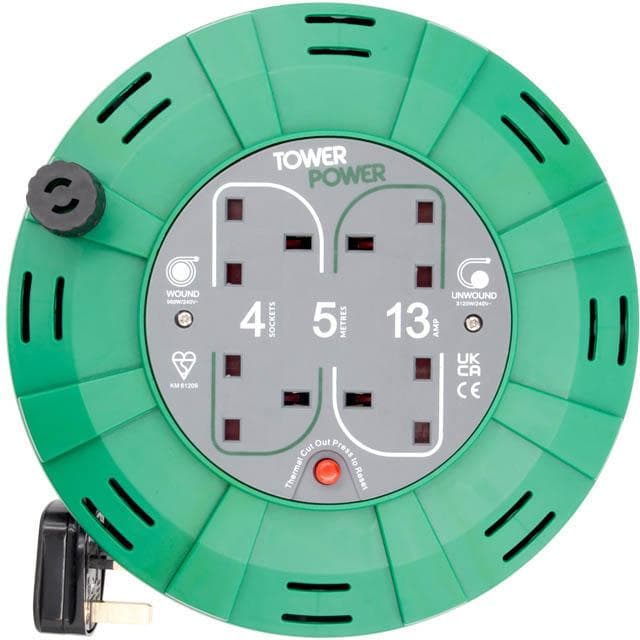 Tower 4 Socket 5 Metre 13 Amp Cassette