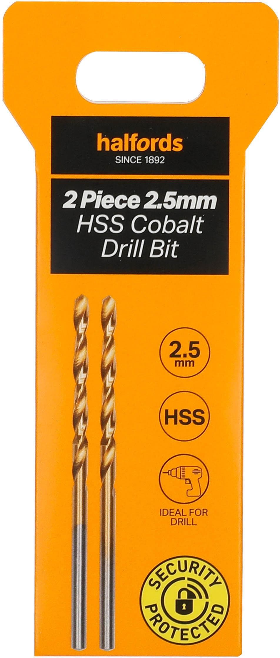 Halfords 2pc 2.5mm HSS cobalt drill bit