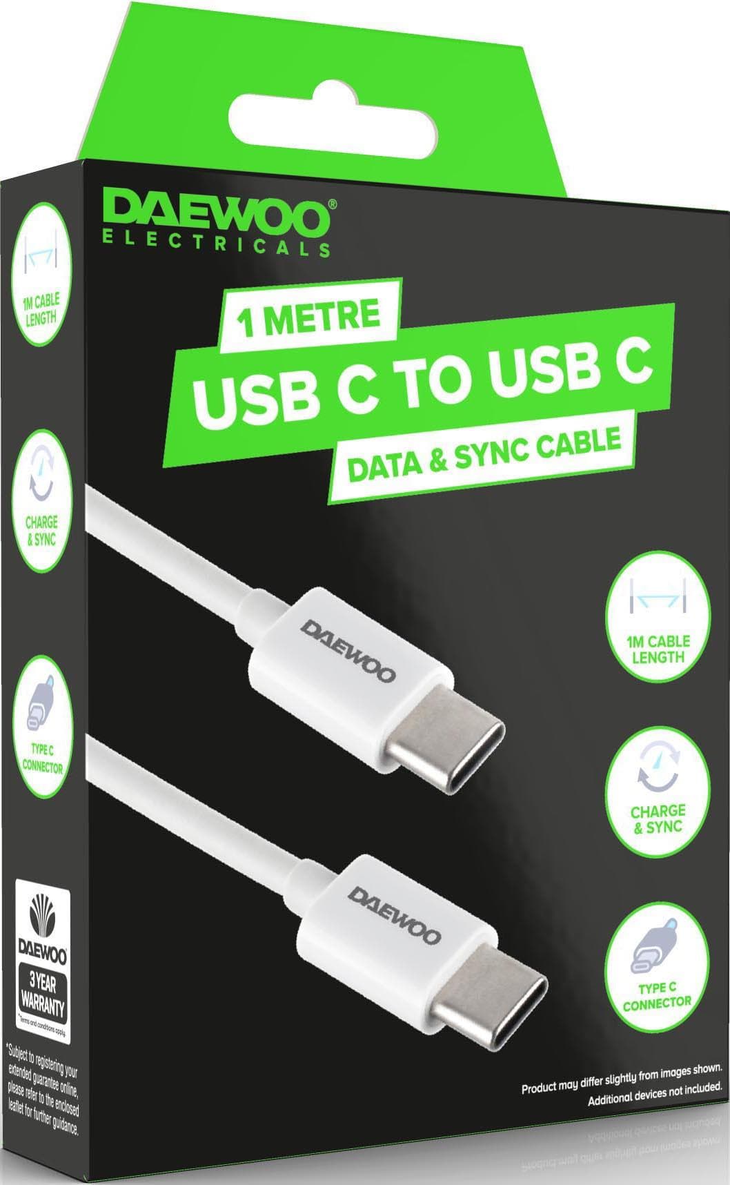 DAEWOO 1 METRE USB-C TO USB-C CABLE 1A