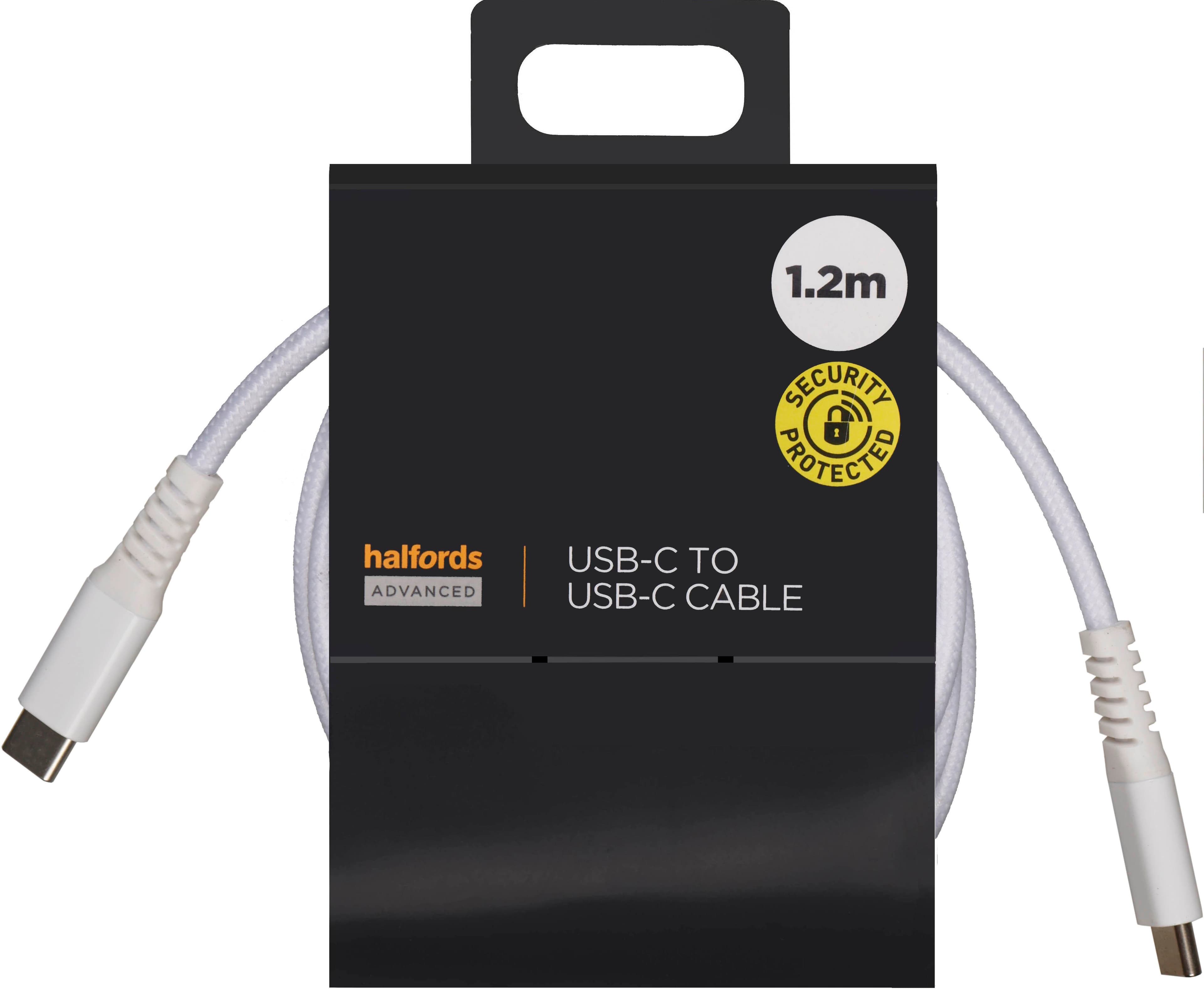 Halfords USB-C to USB-C Cable 1.2m White
