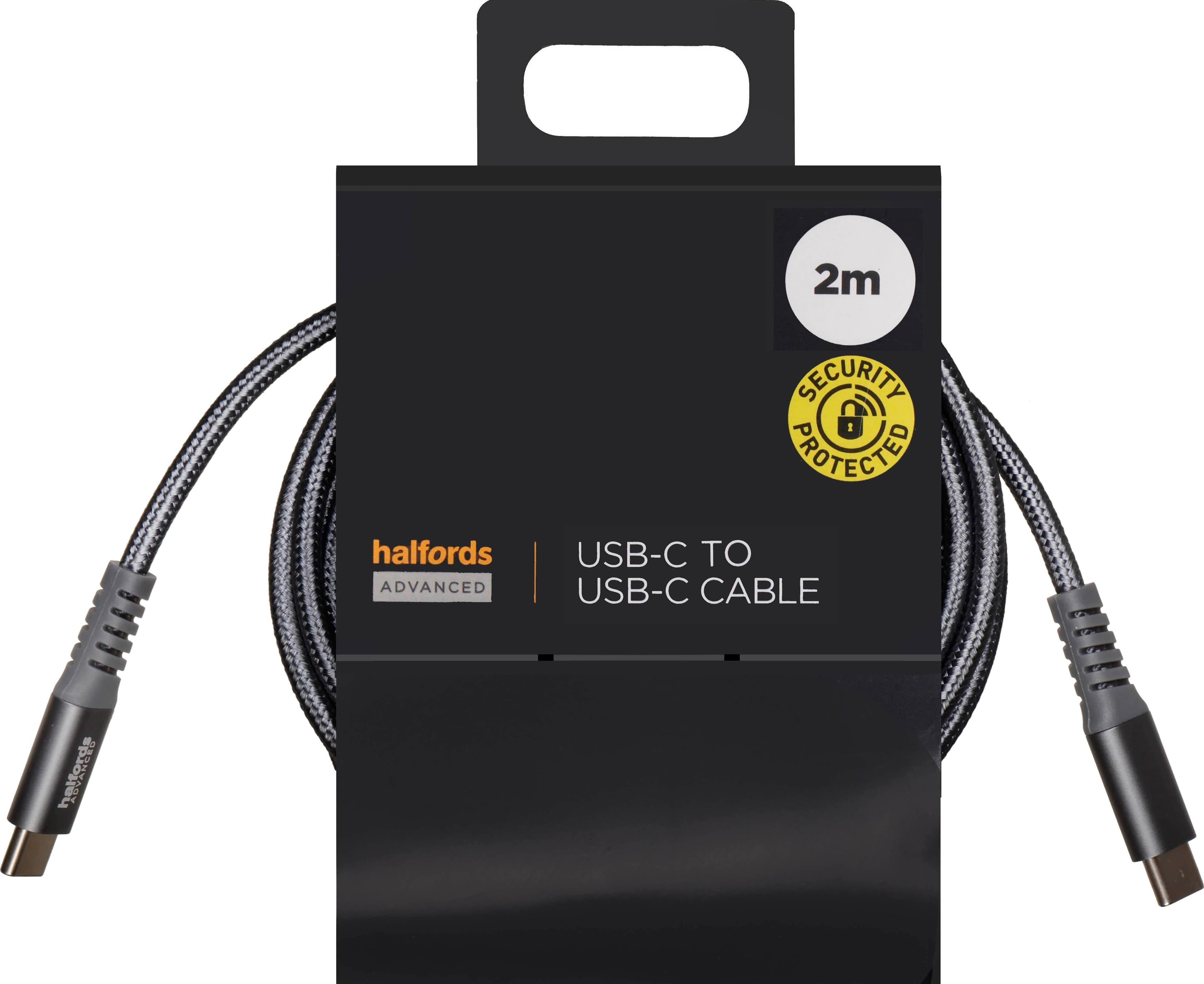 Halfords USB-C to USB-C Cable 2m Charcoal