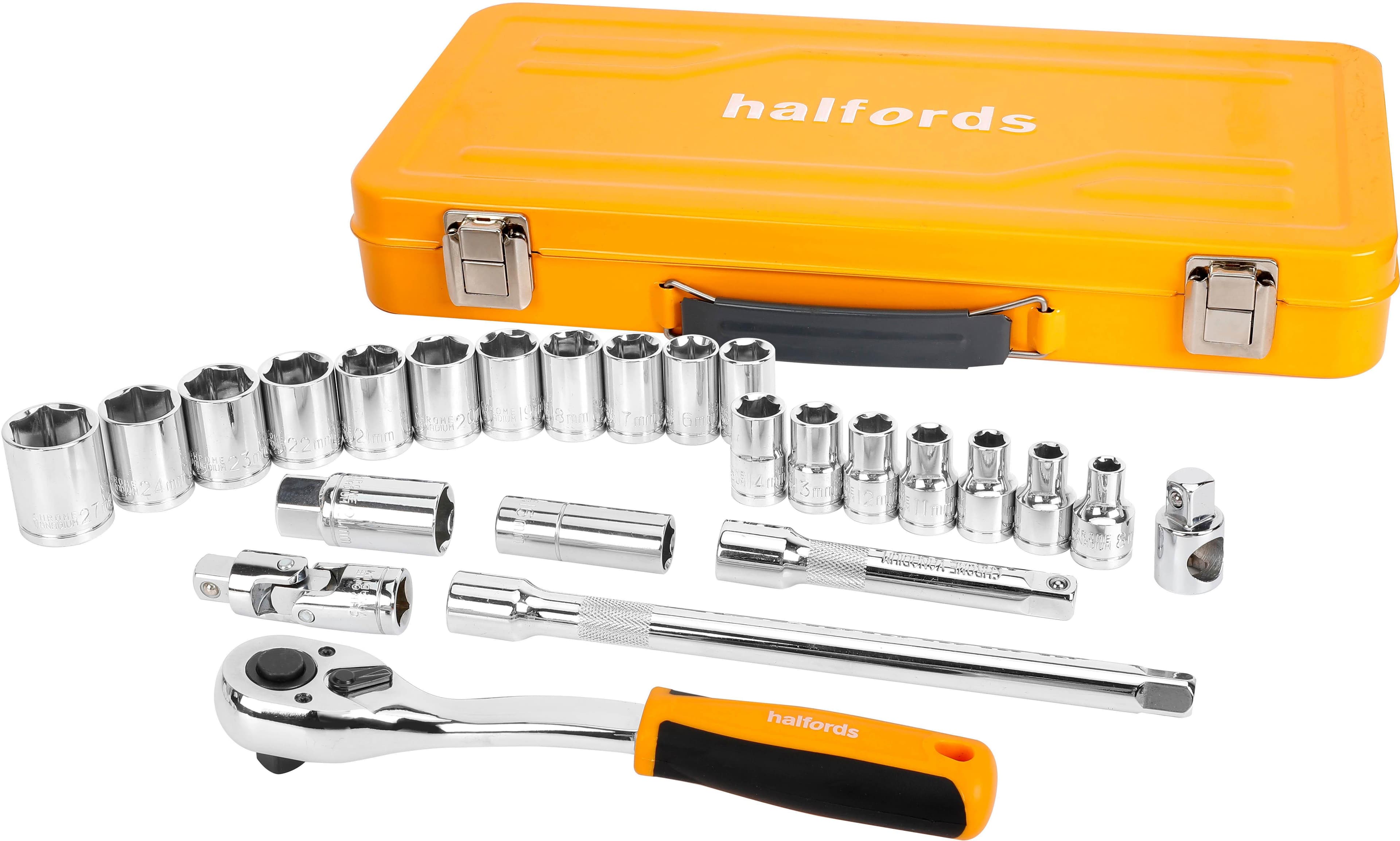 HALFORDS 25PC 1/2 inch SOCKET TIN