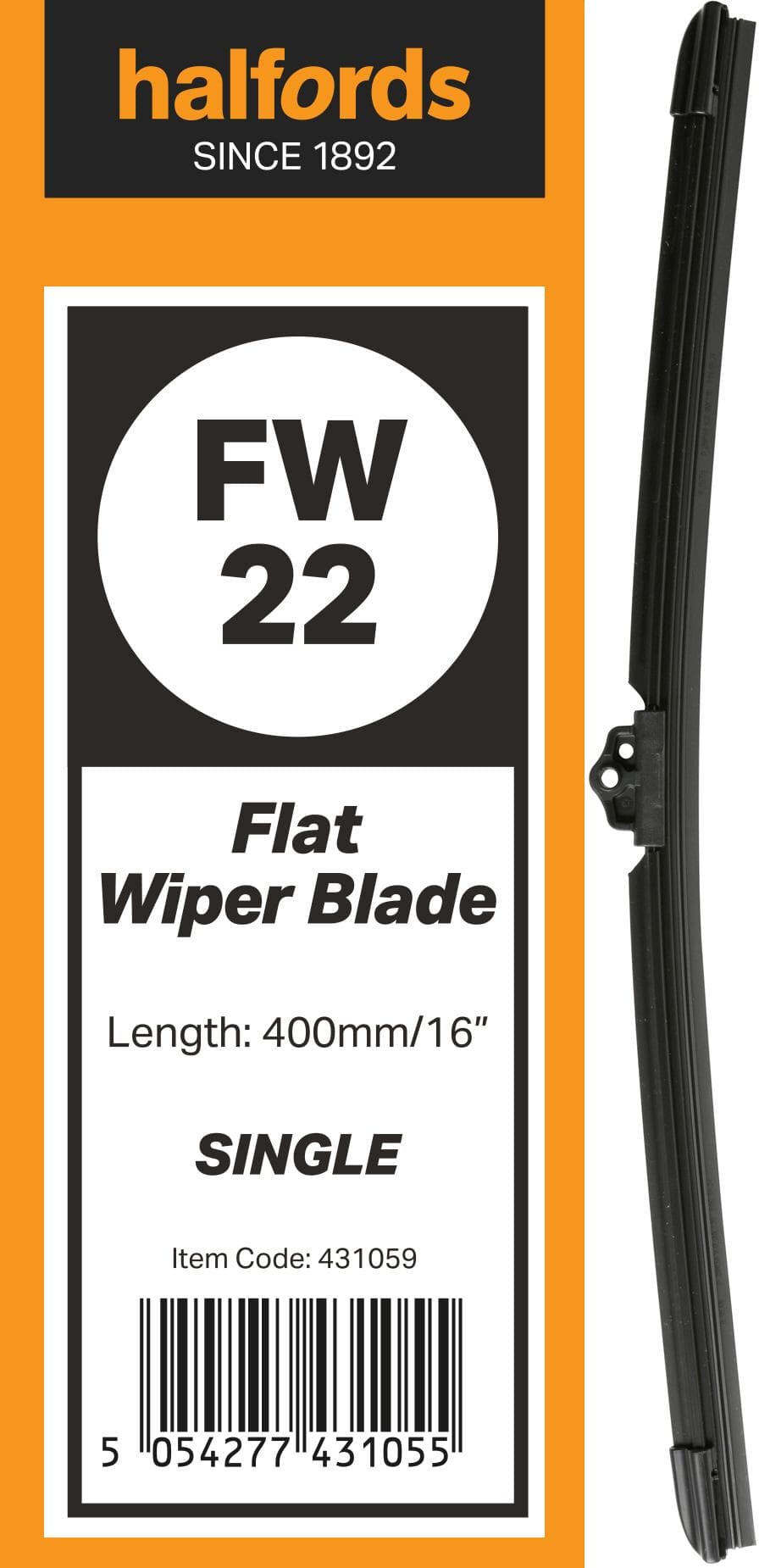 Halfords Flat Wiper Blade Single FW22