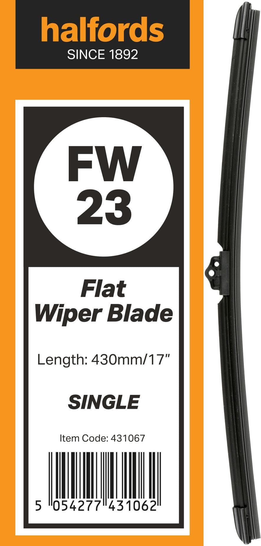 Halfords Flat Wiper Blade Single FW23