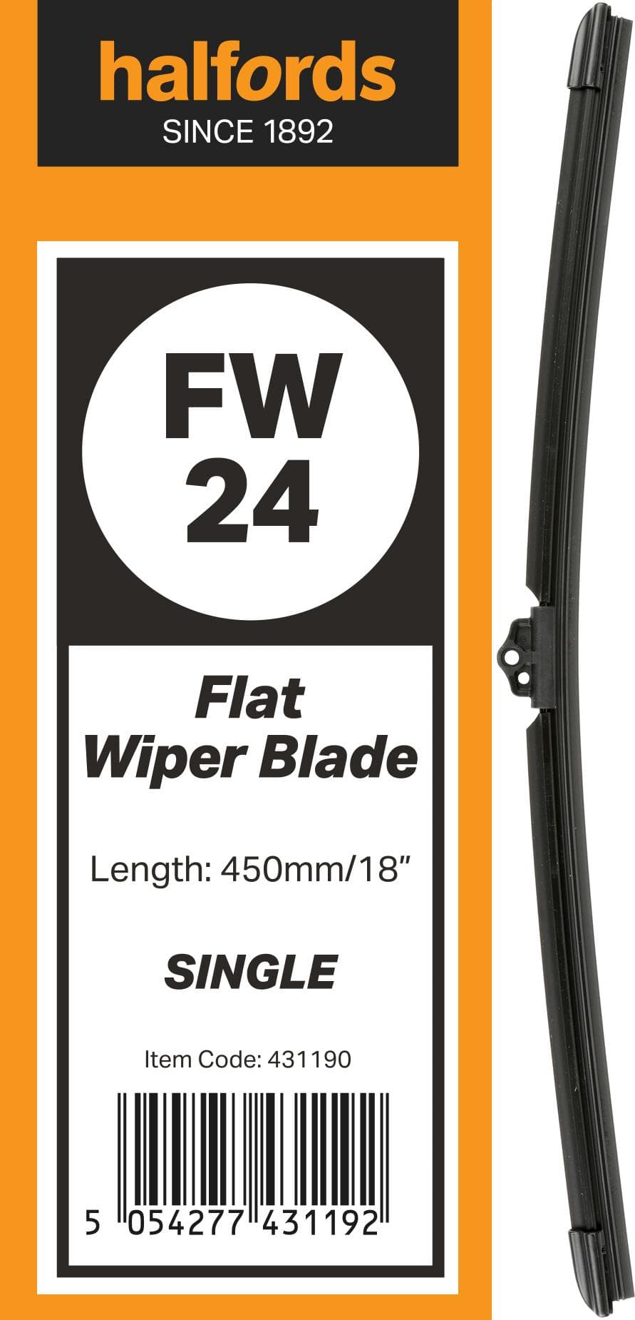 Halfords Flat Wiper Blade Single FW24
