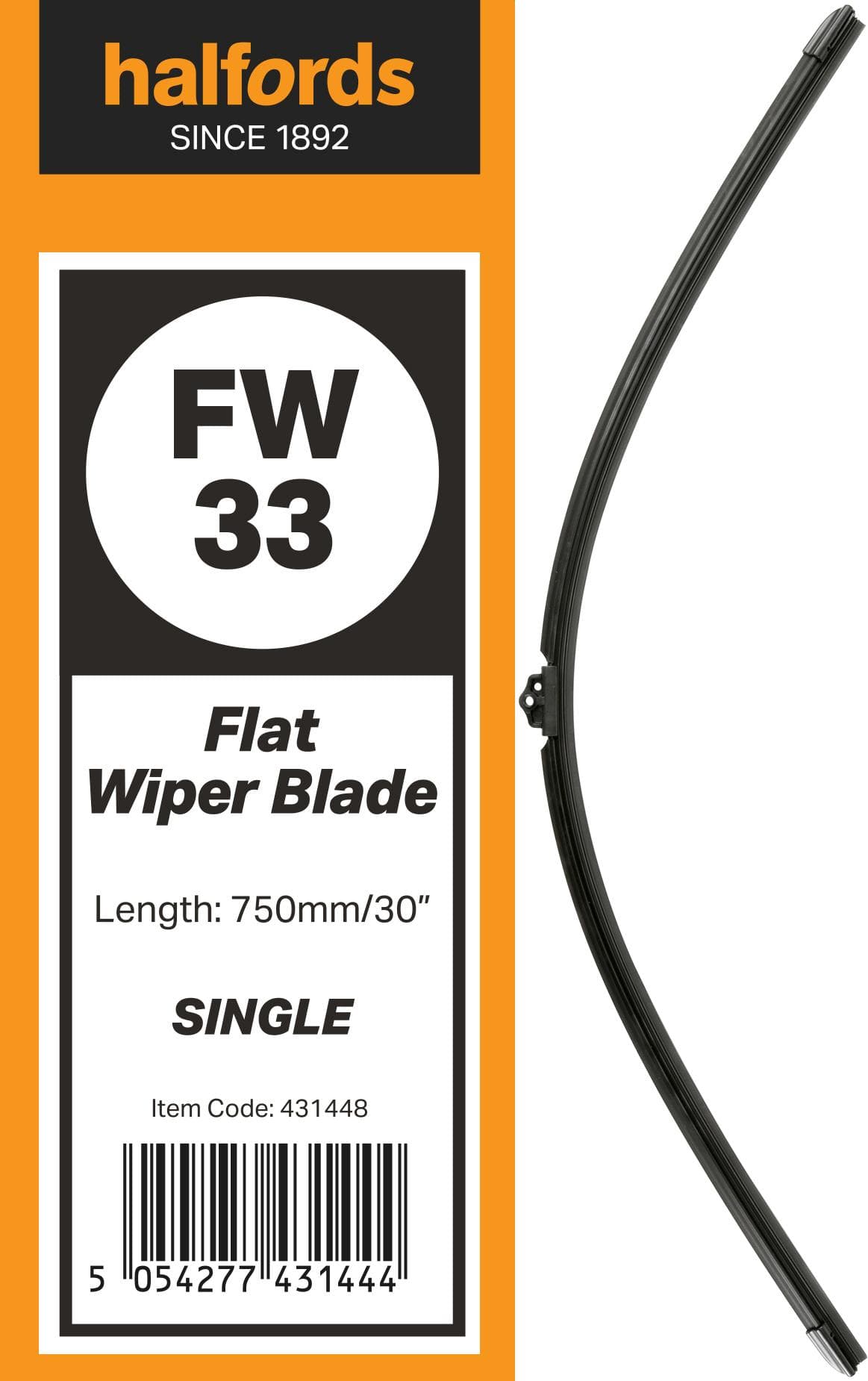 Halfords Flat Wiper Blade Single FW33