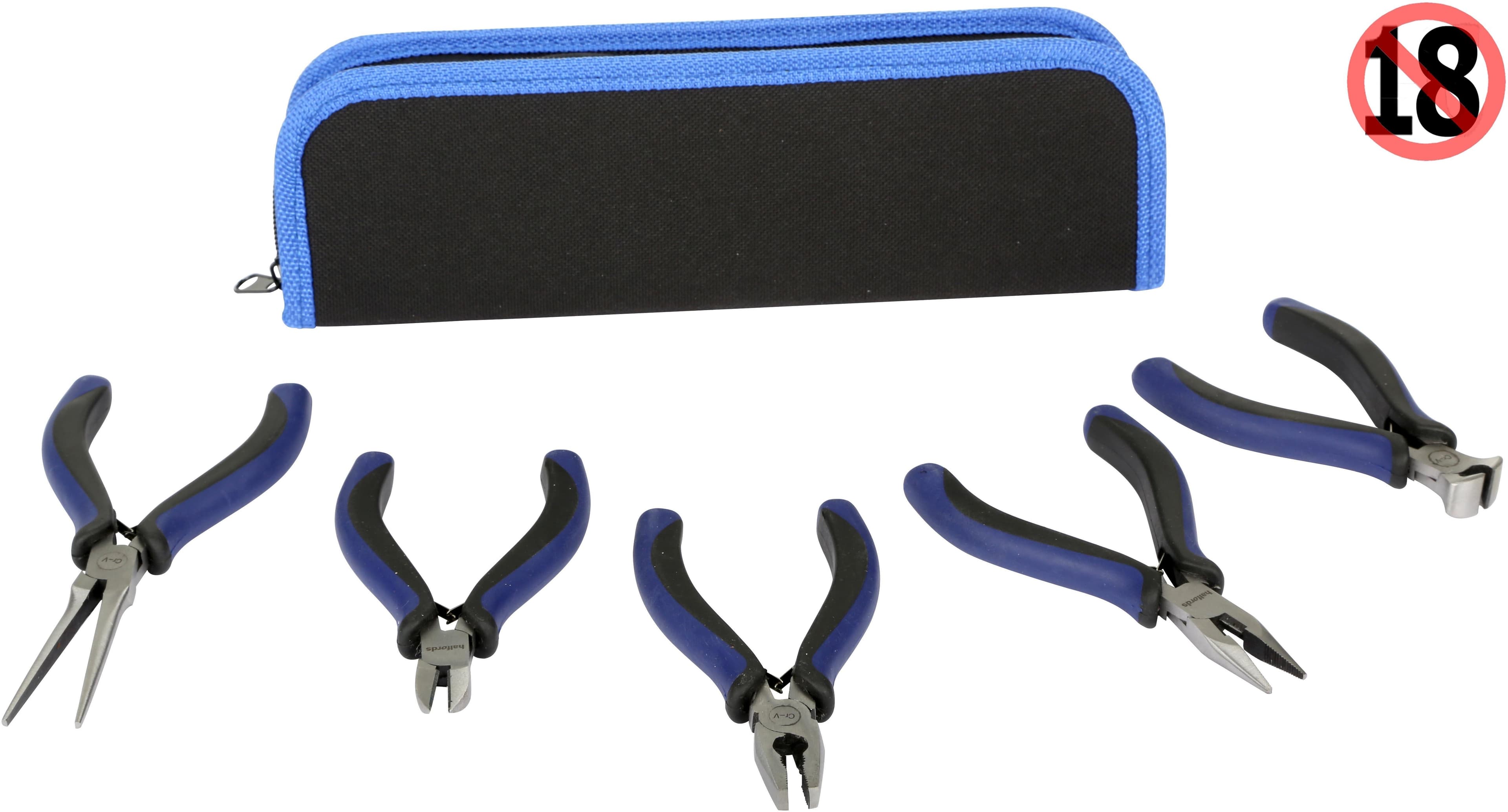 Halfords 5 Piece Mini Pliers Set with Pouch