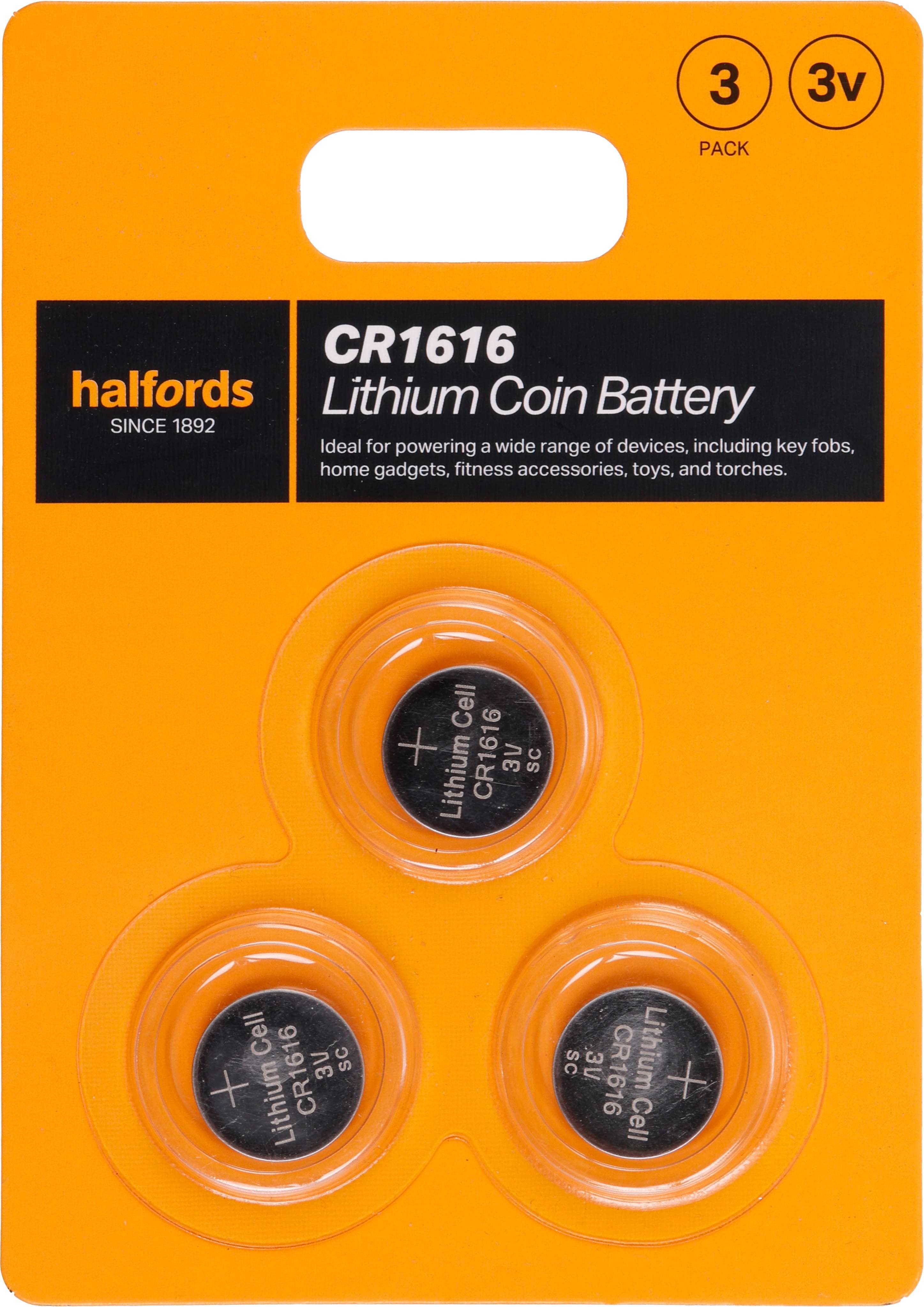 Halfords 1616 Lithium coin battery 3pk