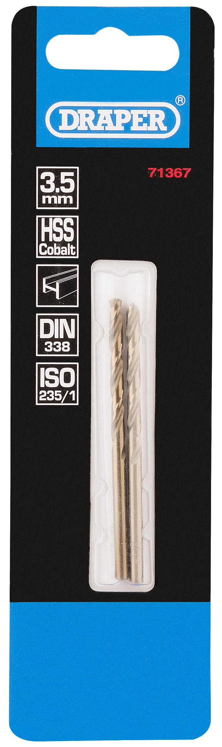 Draper 2 Piece 3.5mm HSS Cobalt Drill Bit