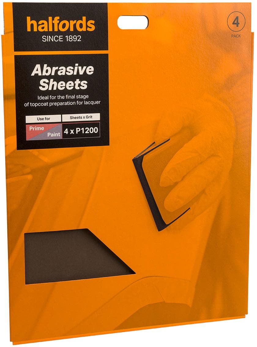 Halfords Wet & Dry 1200 Grit Sandpaper x4
