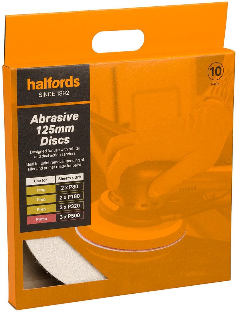 Halfords 125mm Assorted Sanding Discs x10