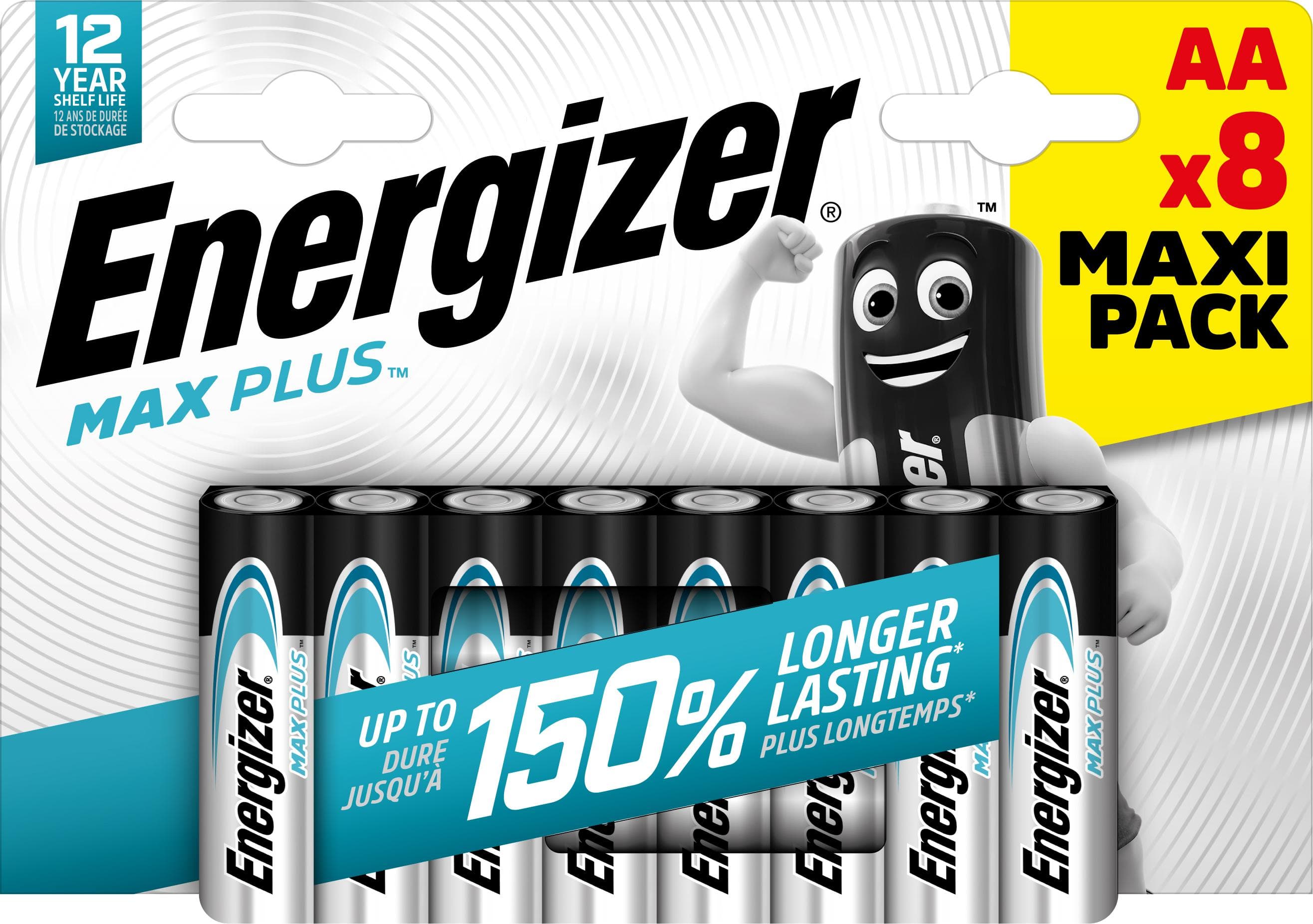 Energizer Max Plus AA Batteries, Alkaline, 8 Pack