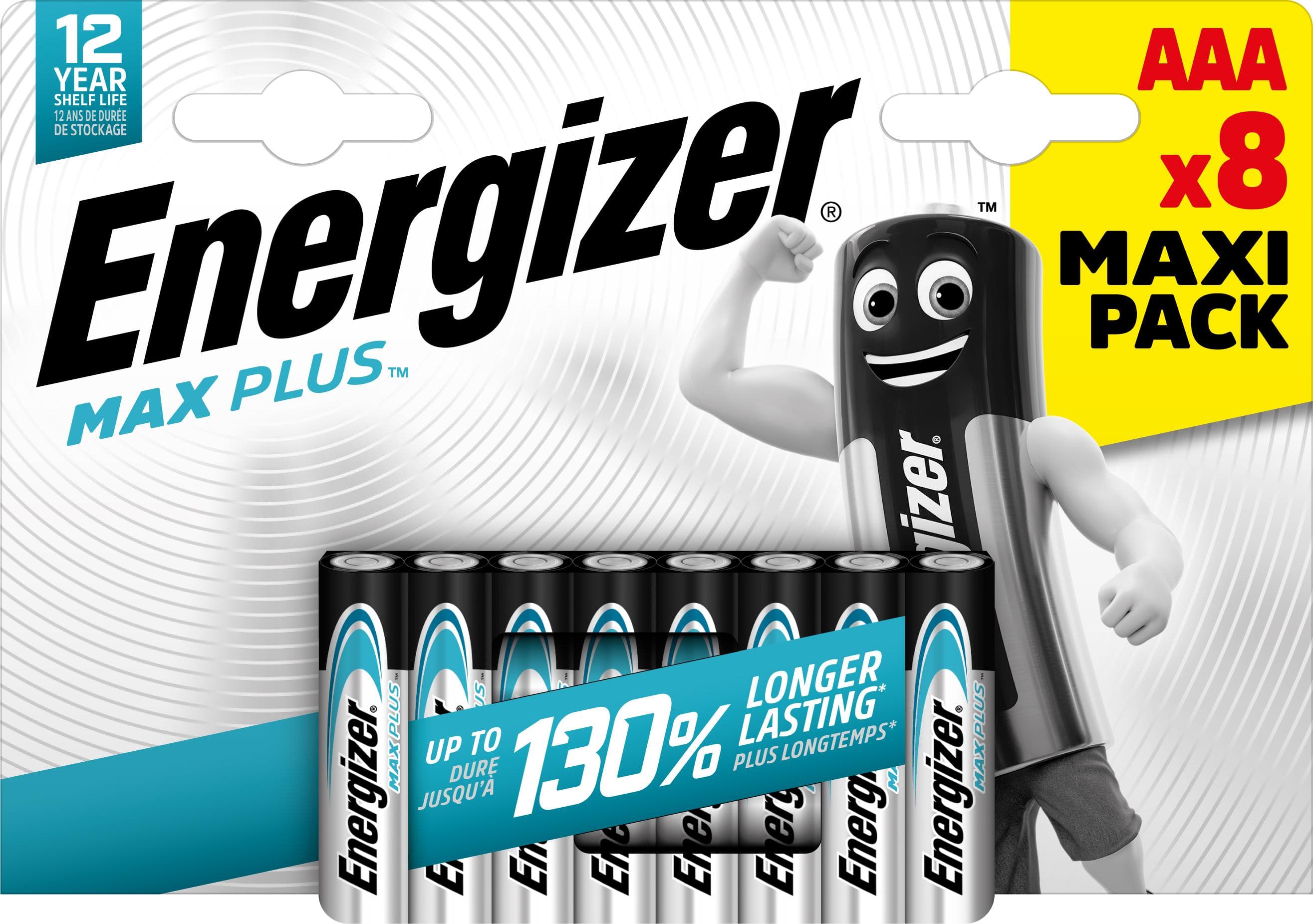 Energizer Max Plus AAA Batteries, Alkaline, 8 Pack
