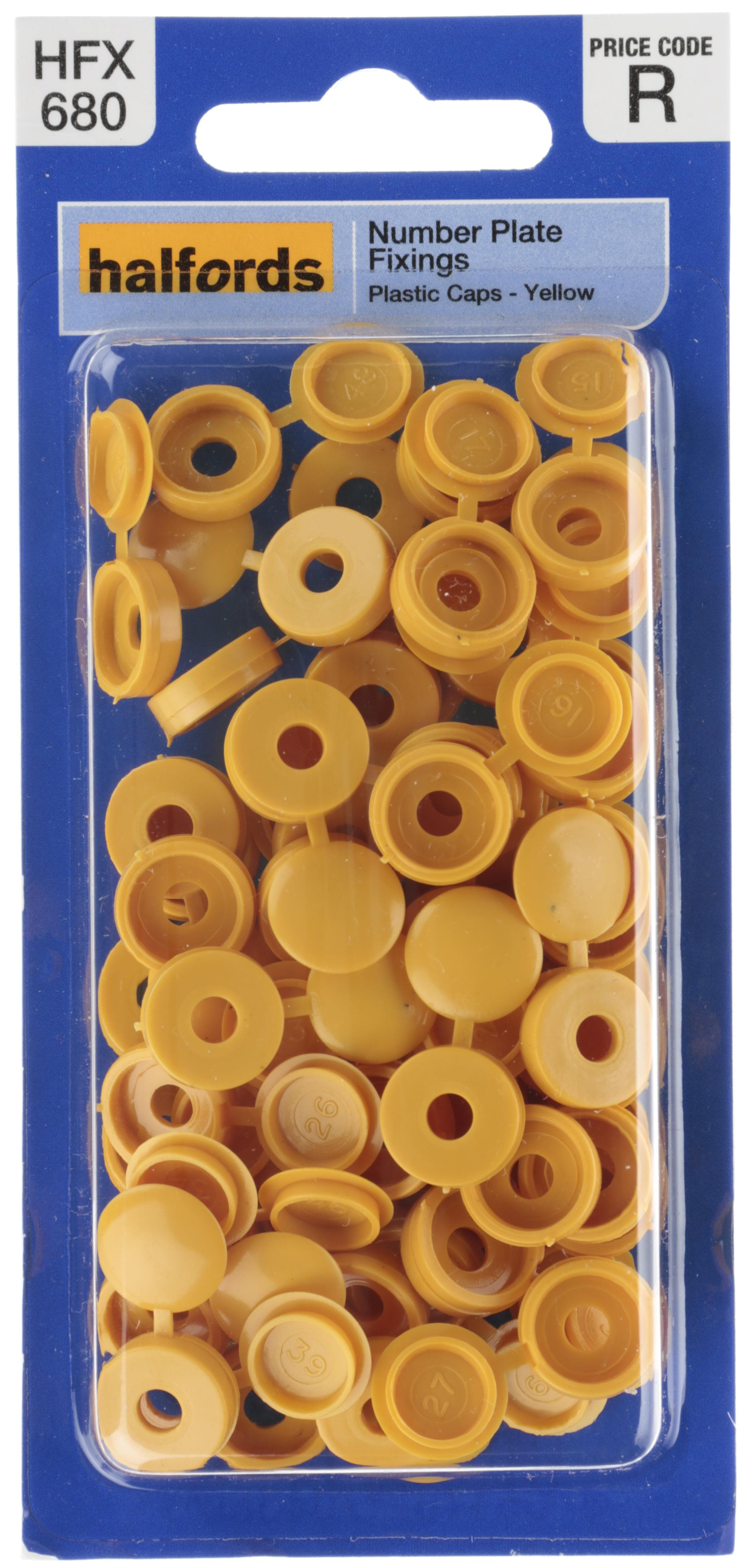Halfords Number Plate Plastic Caps Yellow (FIXG287)