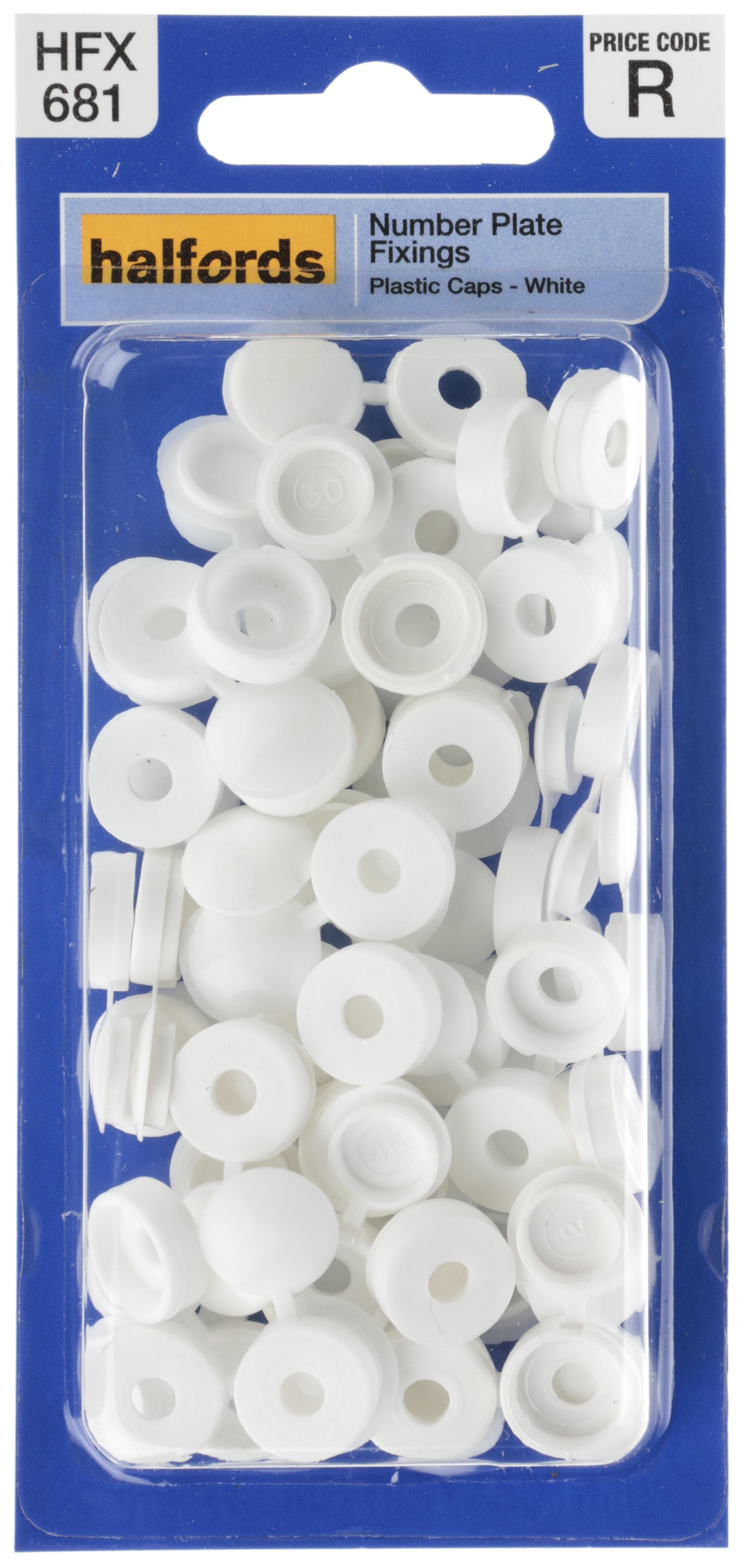 Halfords Number Plate Plastic Caps White (FIXG288)