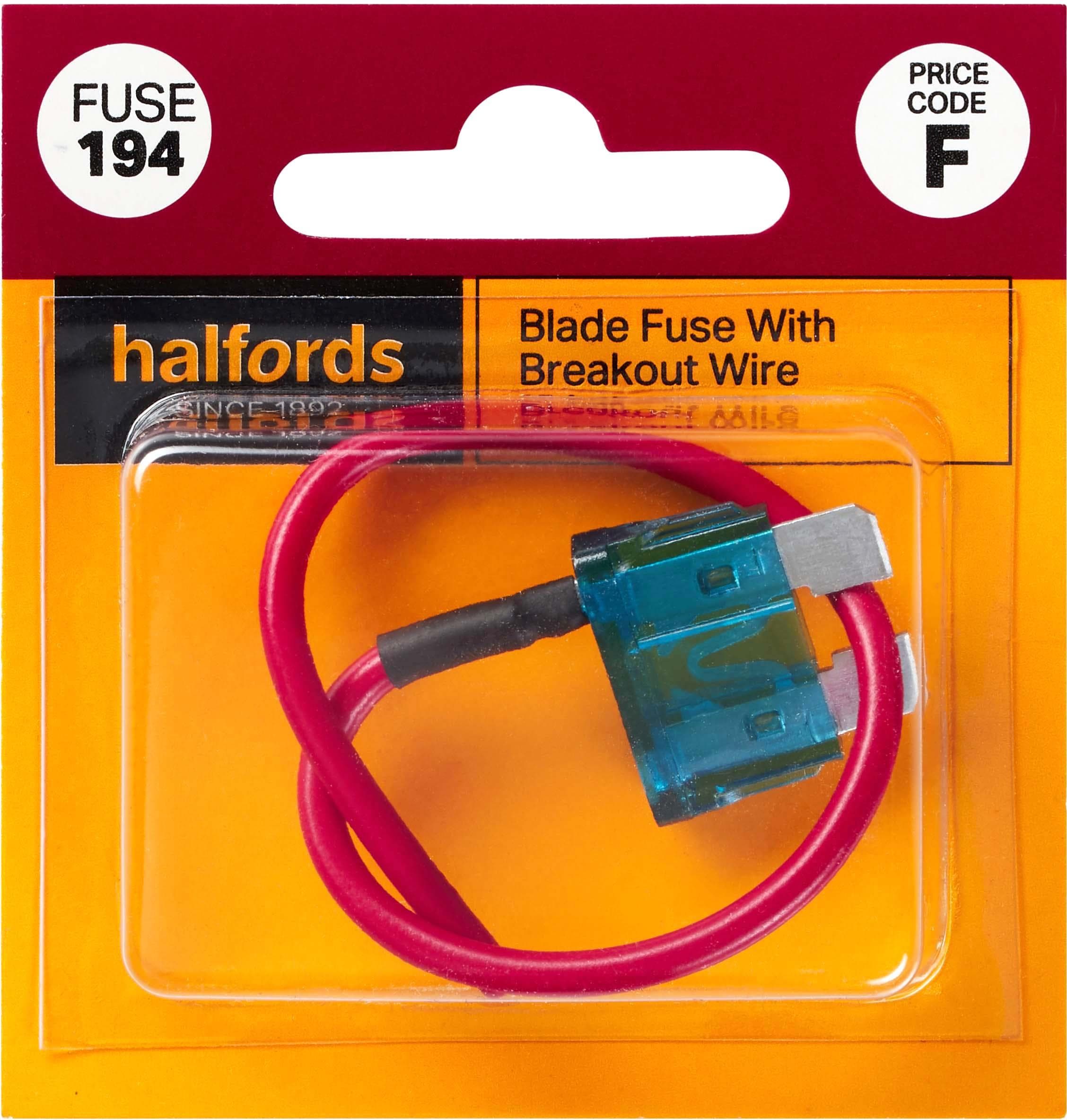 Halfords Blade Fuse + Breakout Wire 15 Amp (FUSE194)