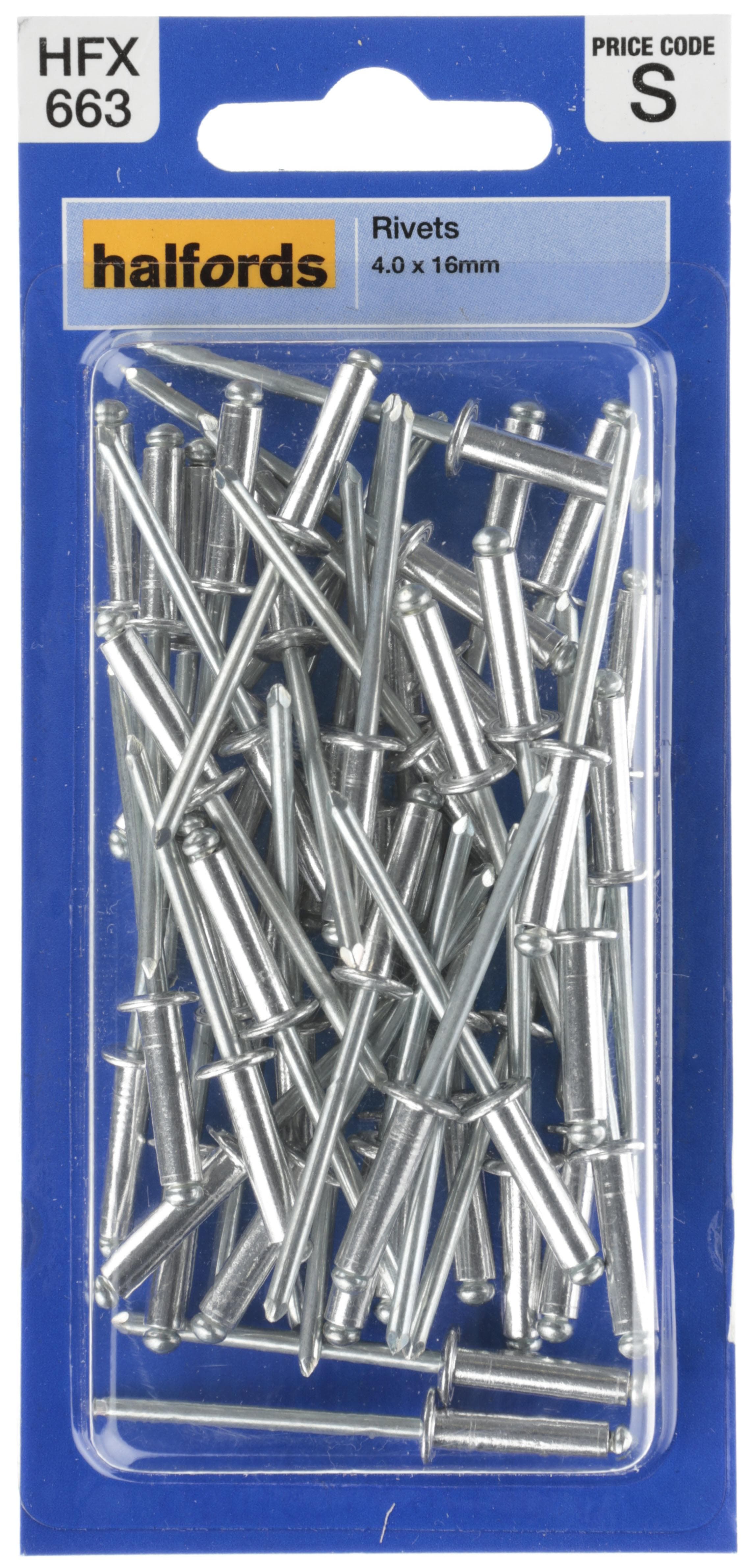 Halfords Rivets 4mm x 16mm (FIXG272)