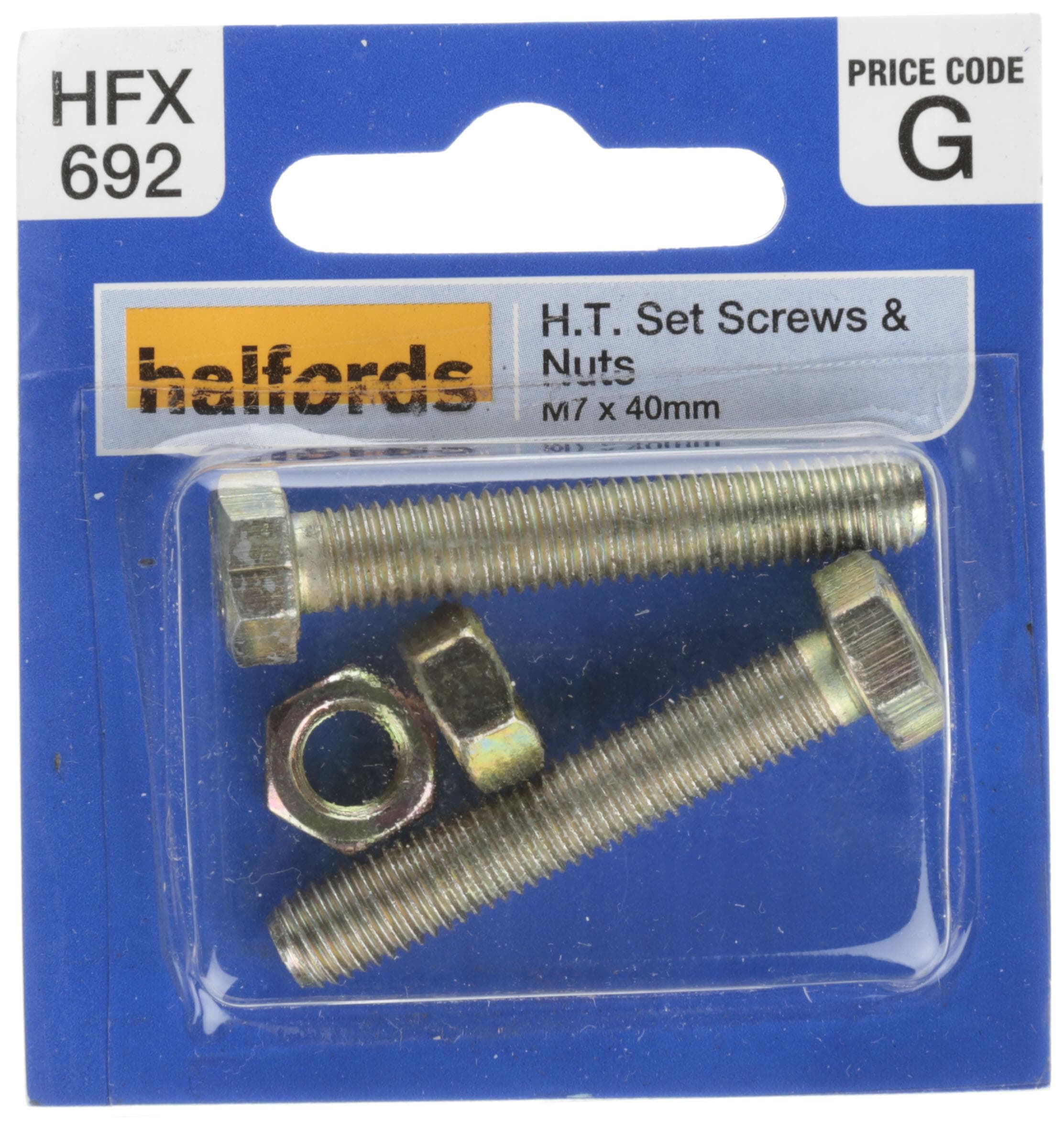 Halfords Set Screws & Nuts M7 x 40mm (FIXG135)