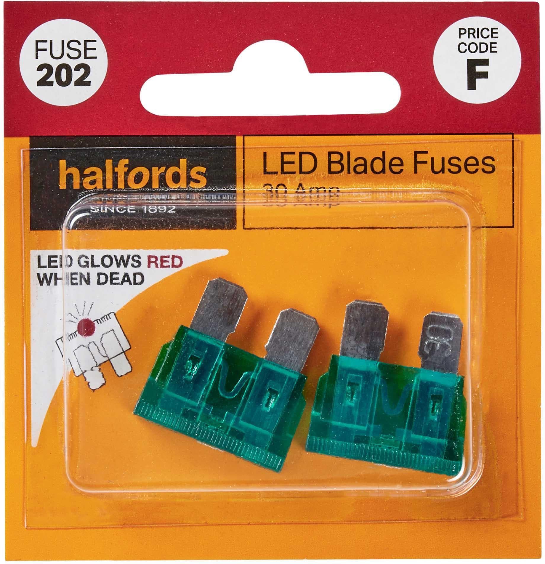 Halfords LED Blade Fuses 30 Amp (FUSE202)