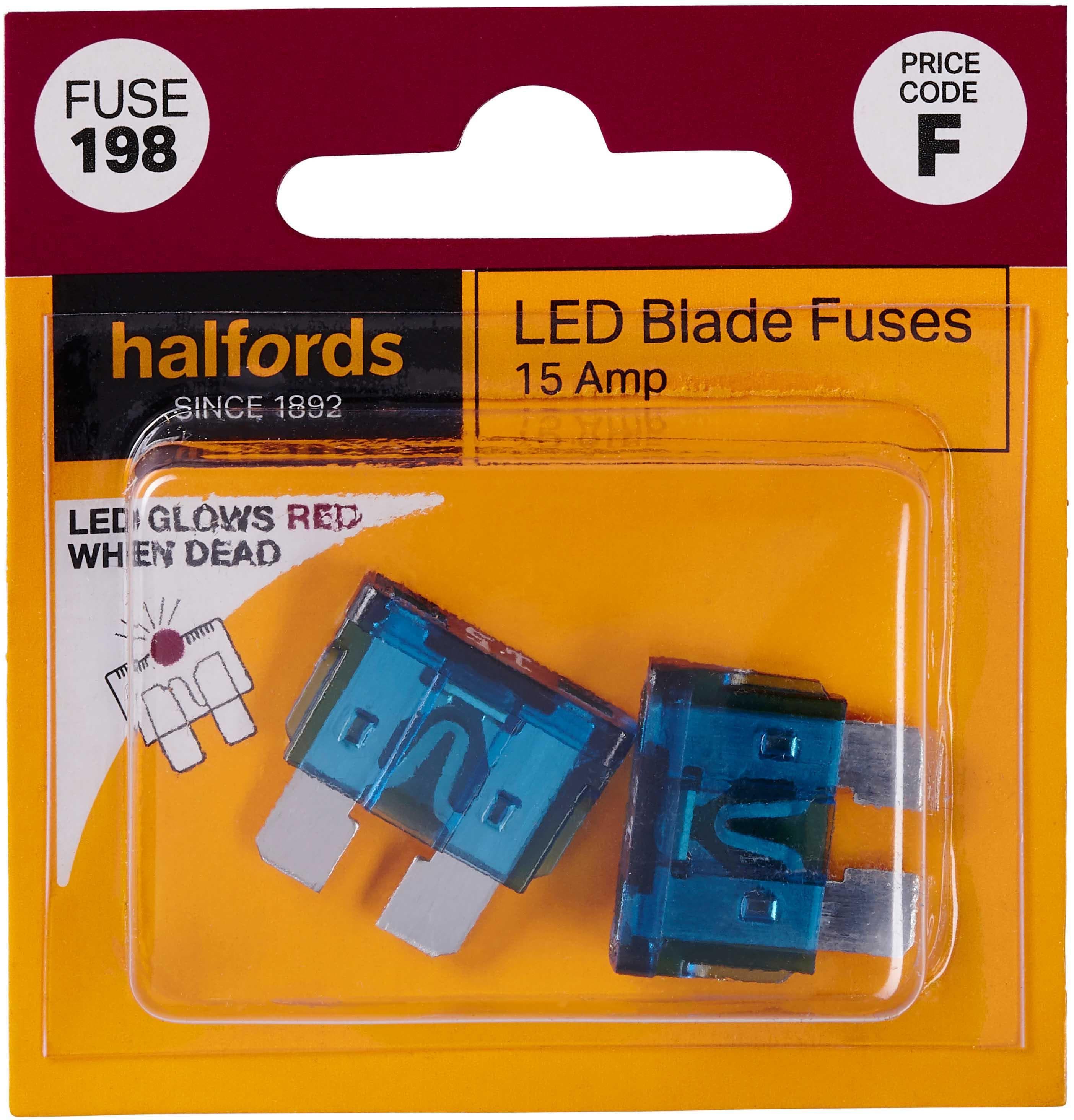 Halfords LED Blade Fuses 15 Amp (FUSE198)