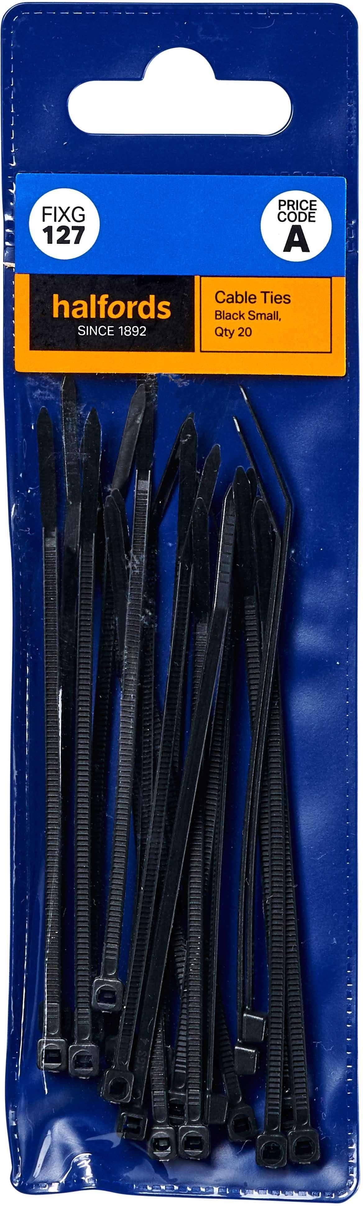 Halfords Cable Ties 100mm Black (FIXG127)
