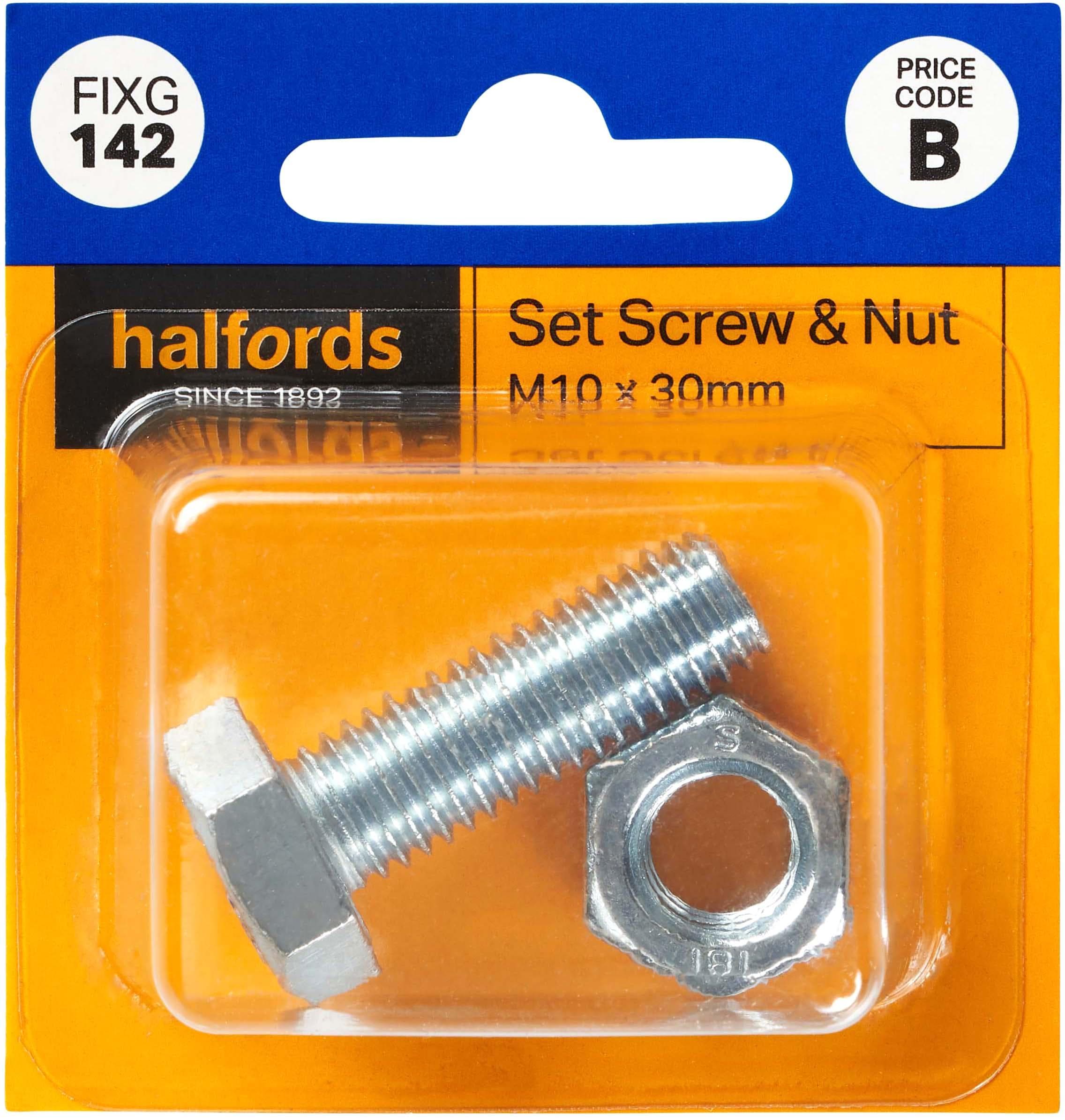 Halfords Set Screws and Nuts M10 x 30mm (FIXG142)