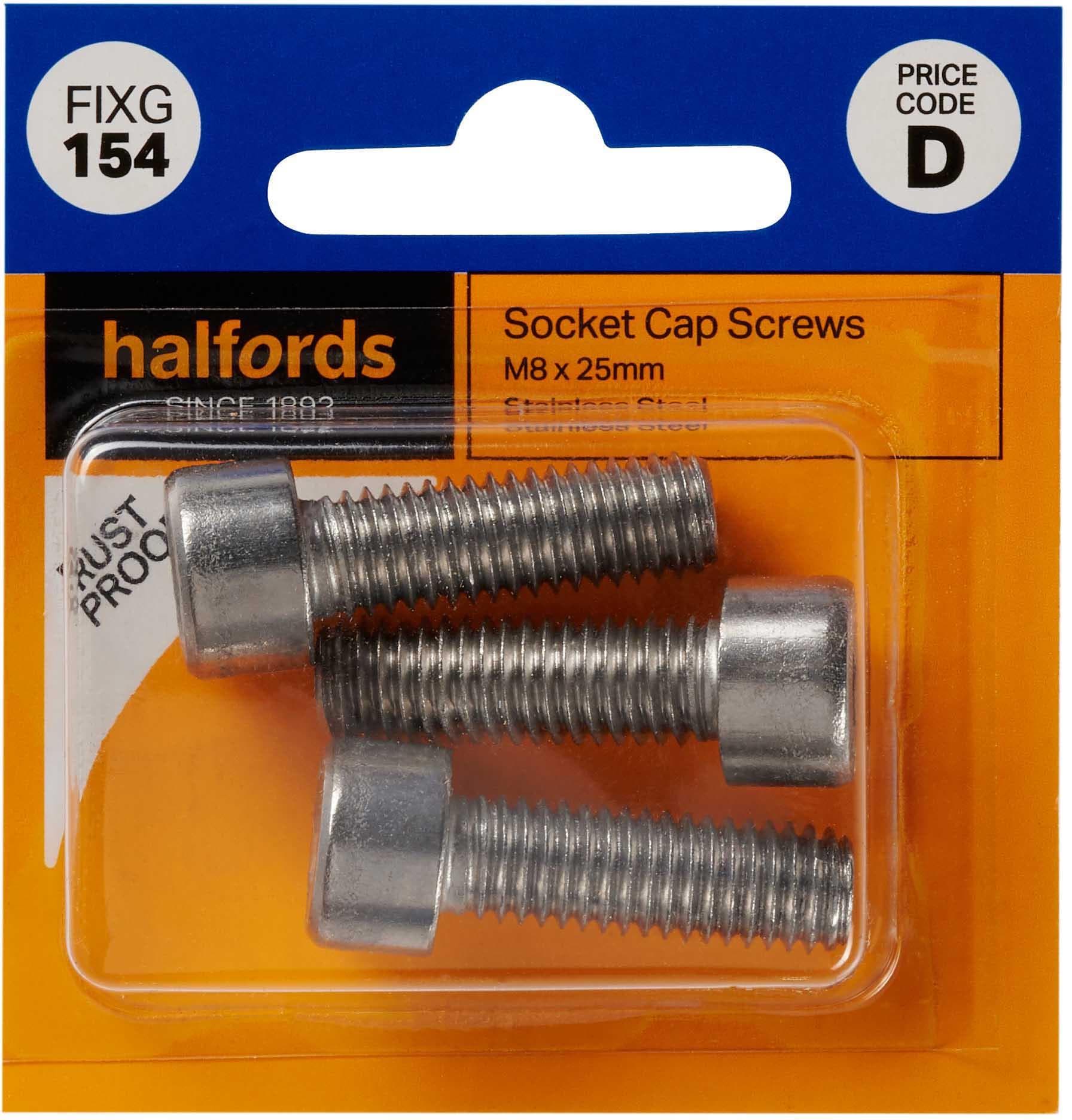 Halfords Socket Cap Screws M8 x 25mm (FIXG154)