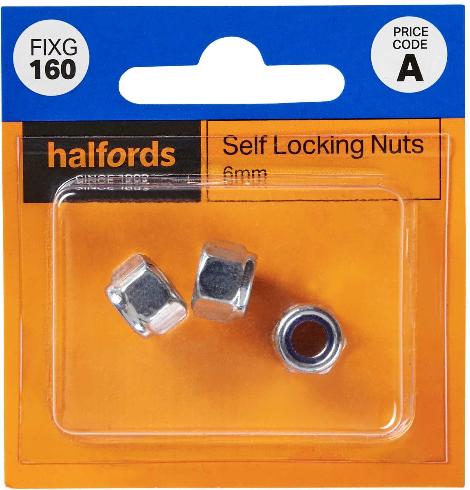 Halfords Self Locking Nuts 6mm (FIXG160)