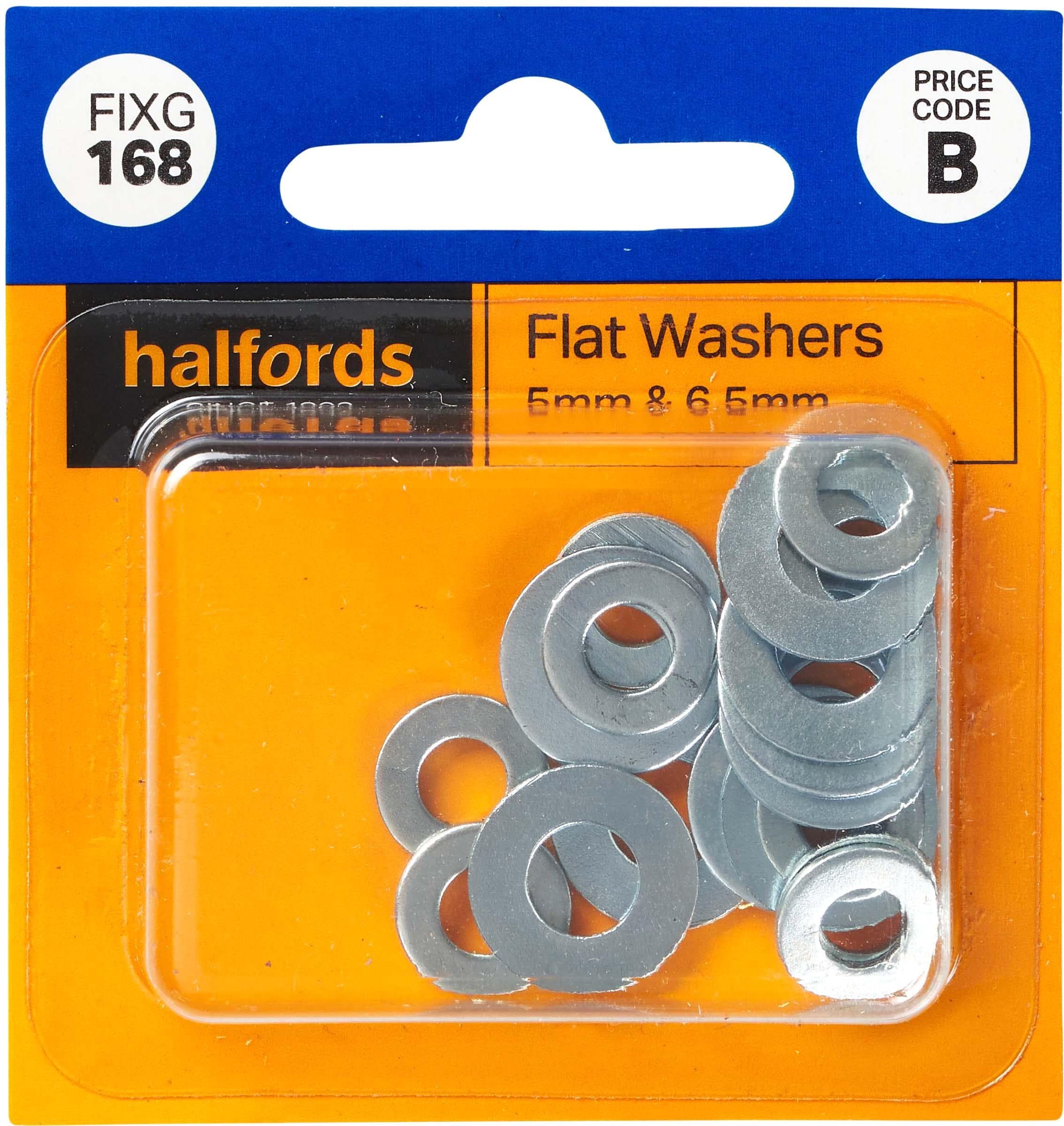 Halfords Flat Washers 5 & 6.5mm (FIXG168)