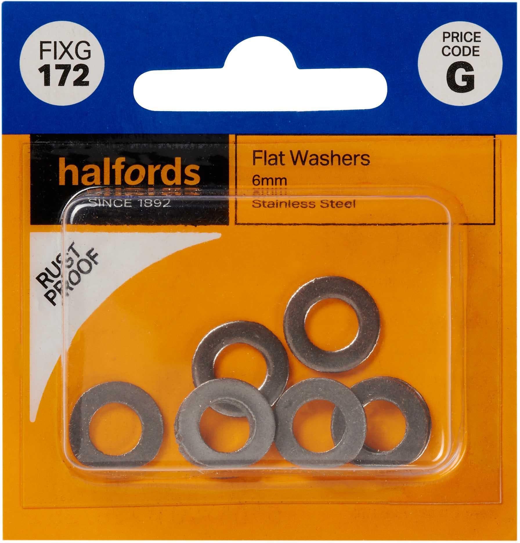 Halfords Flat Washers 6mm (FIXG172)