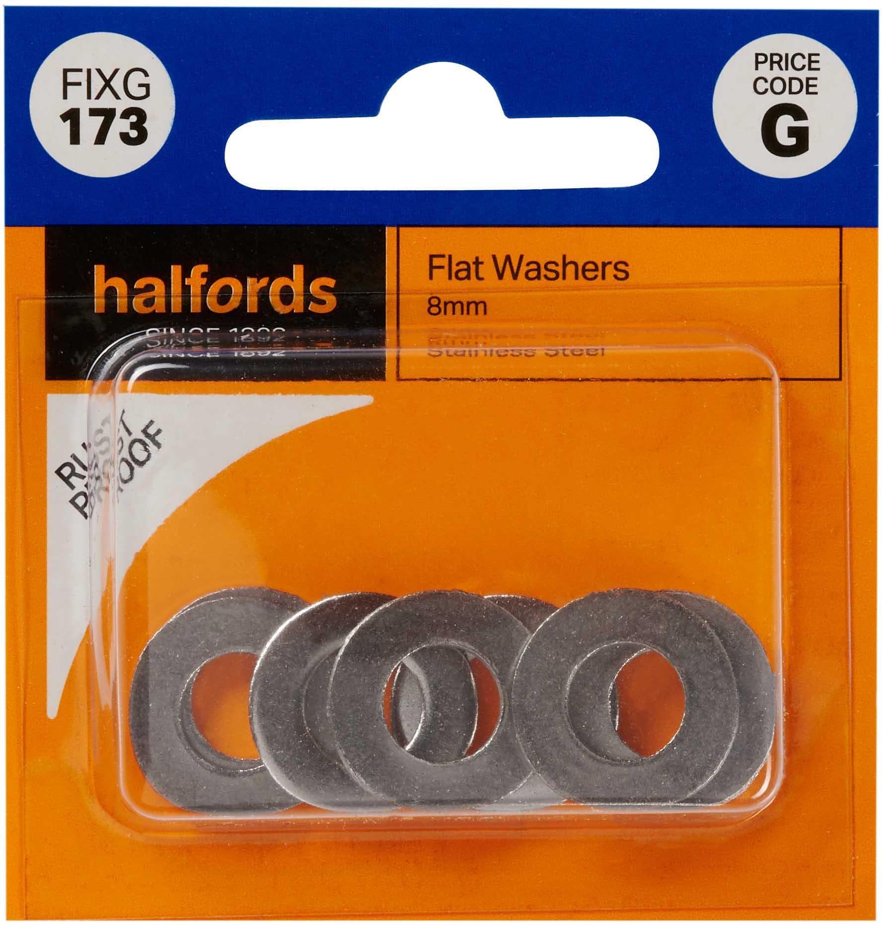 Halfords Flat Washers 8mm (FIXG173)