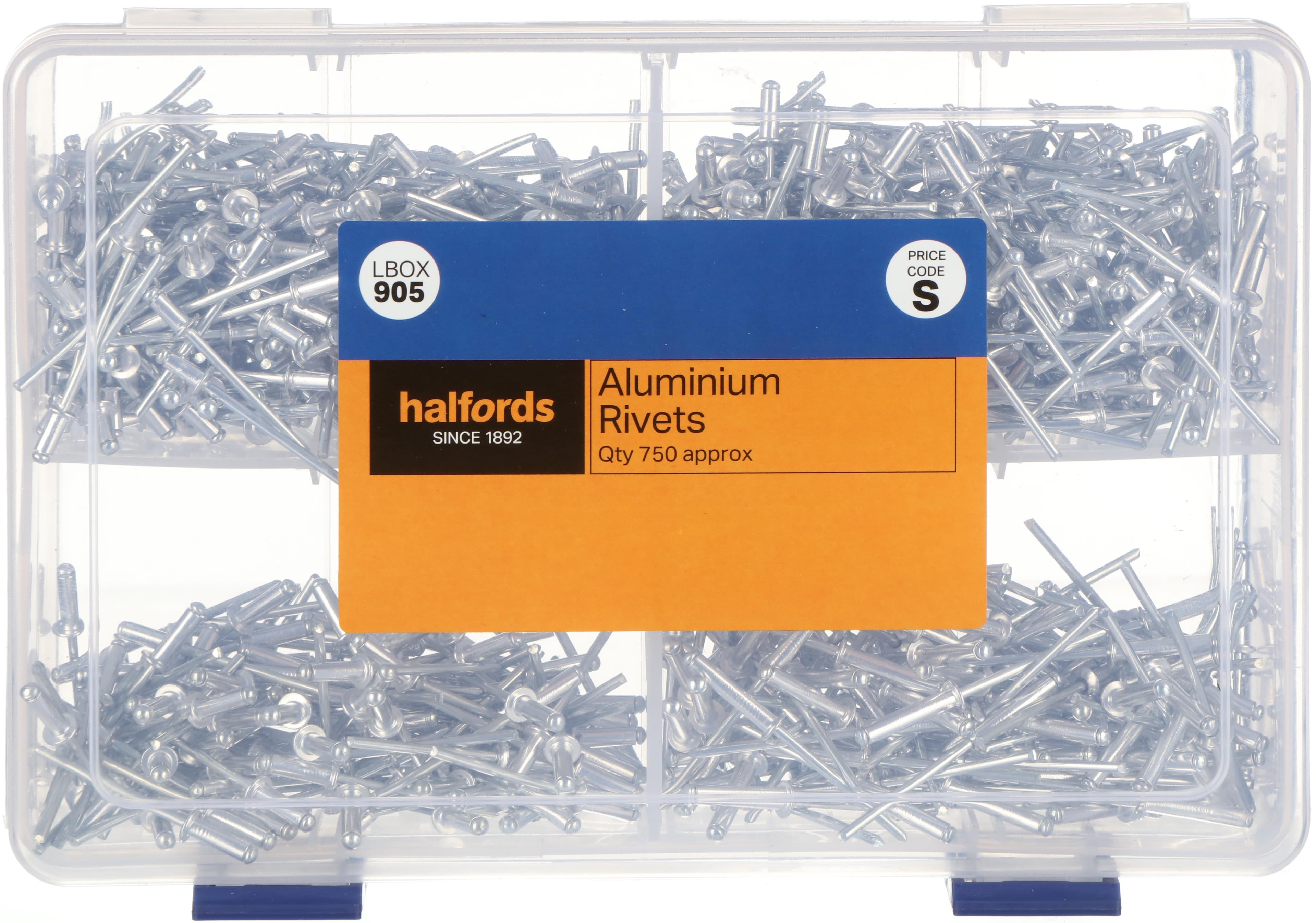 Halfords Assorted Aluminium Rivets (LBOX905)
