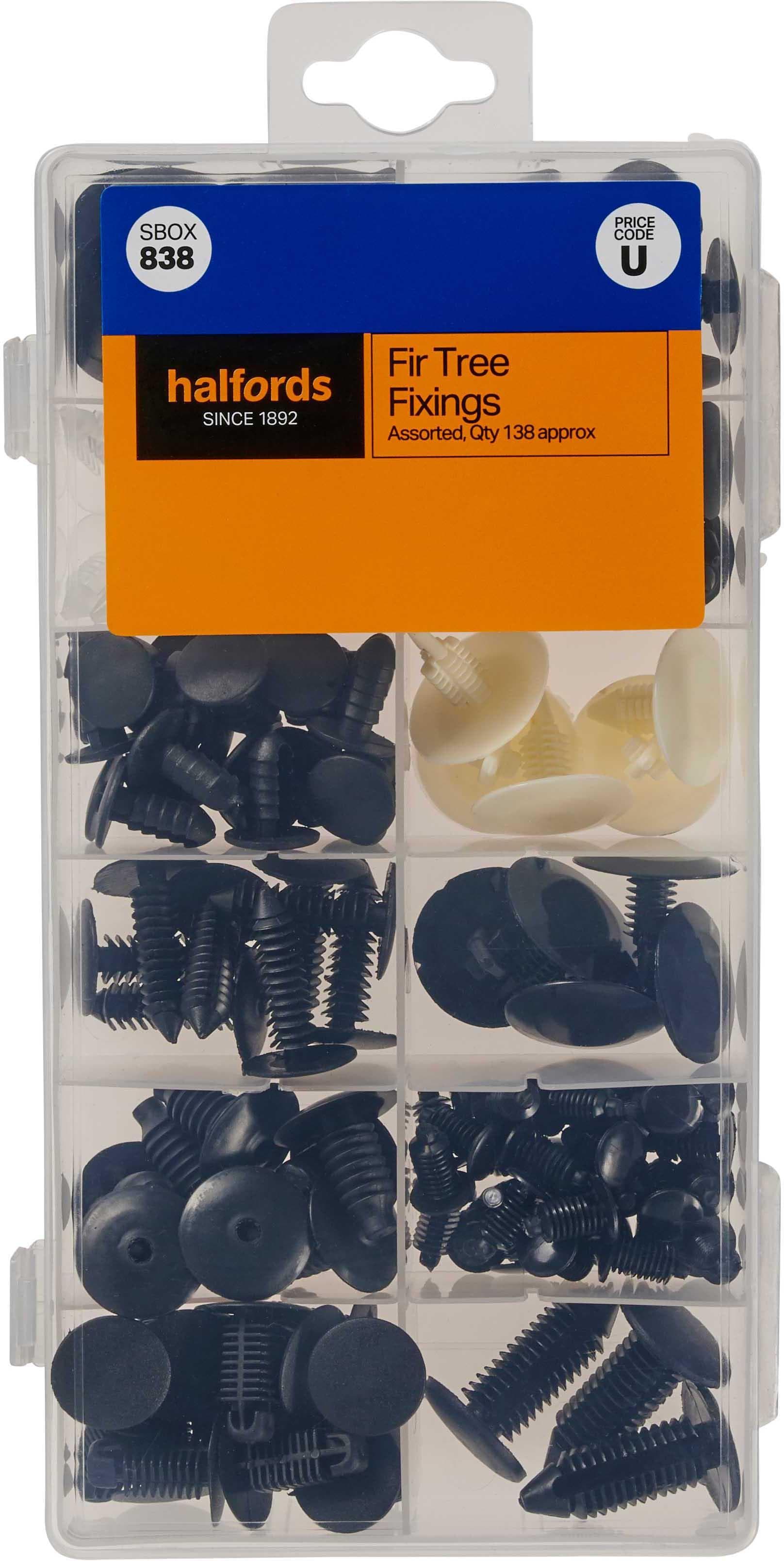 Halfords Assorted Fir Tree Fixings 138pcs (SBOX838)