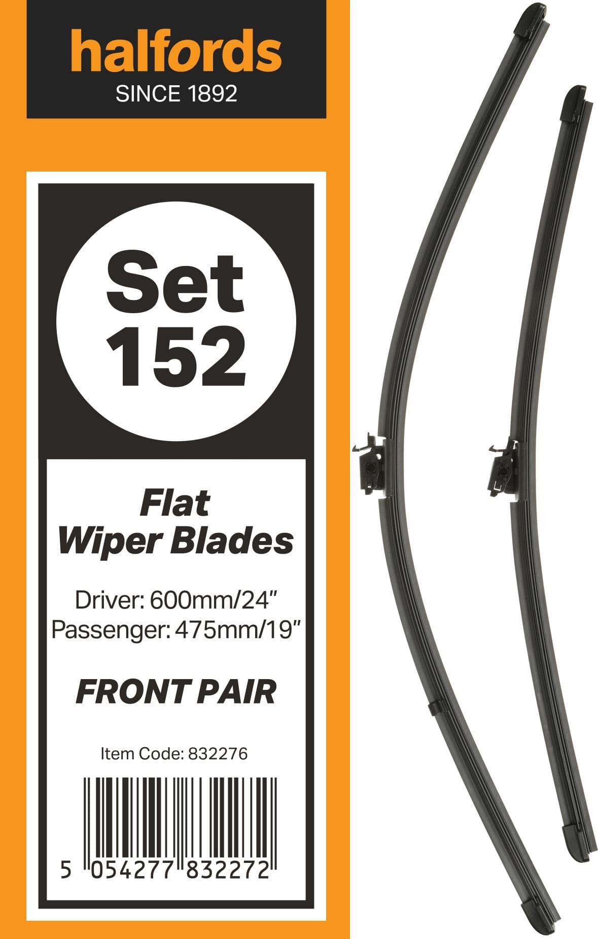 Halfords Flat Wiper Set 152 - Front Pair