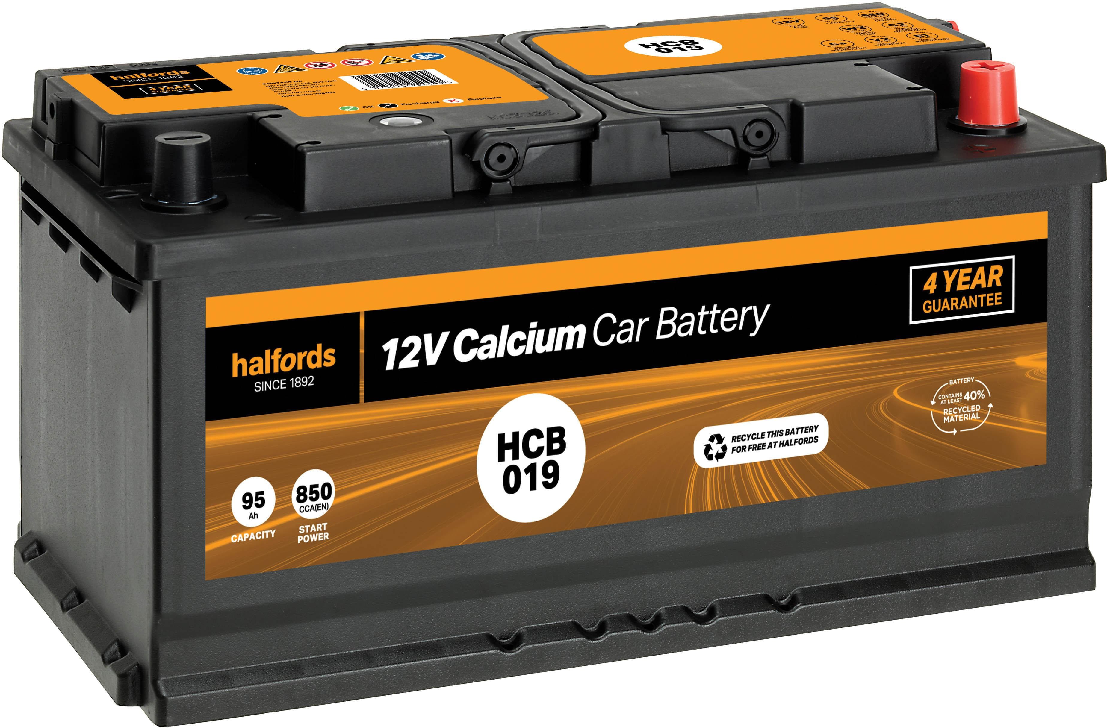 Halfords HCB019 12V Car Battery 4 Year Guarantee