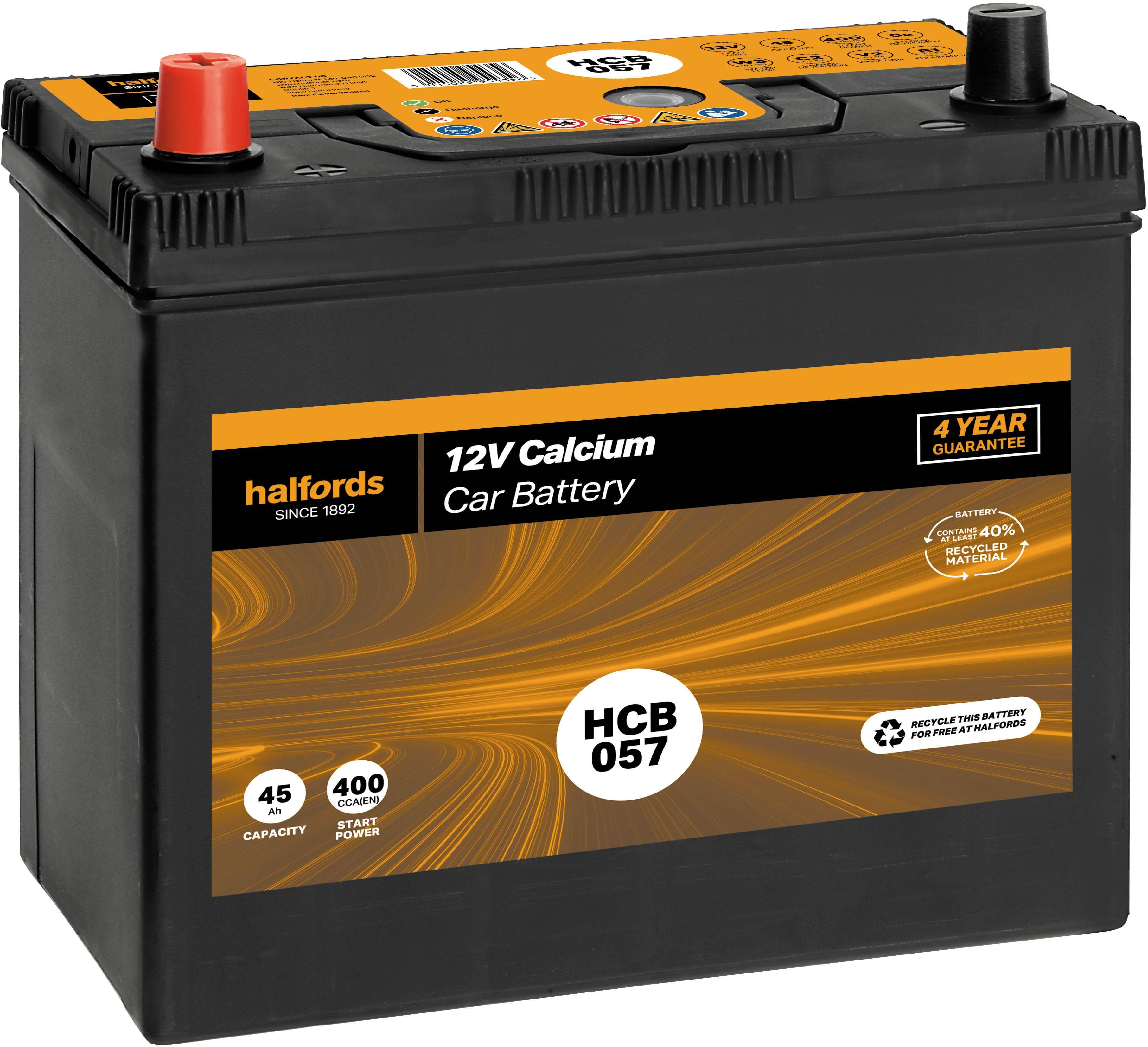 Halfords HCB057 12V Car Battery 4 Year Guarantee