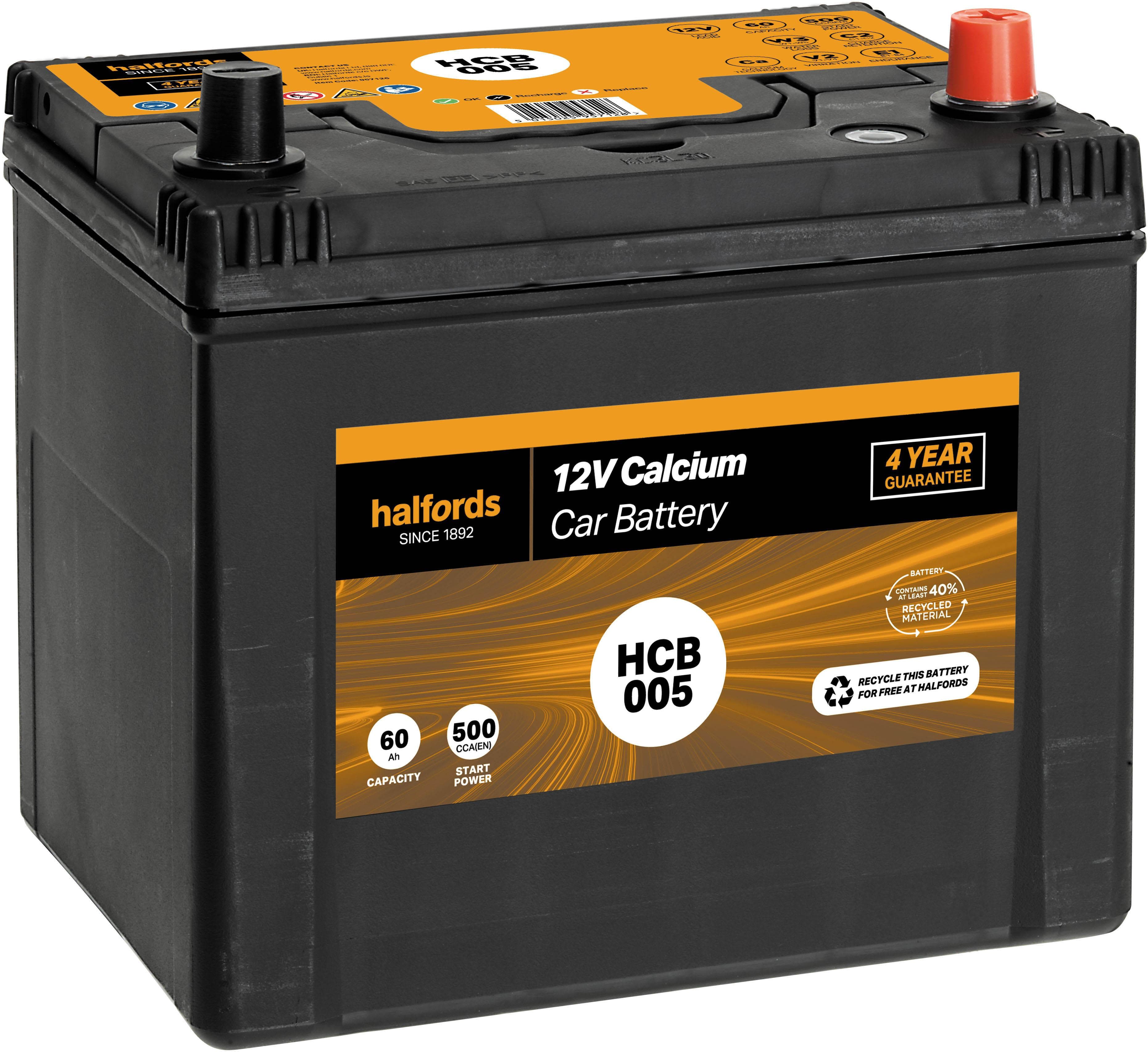 Halfords HCB005 12V Car Battery 4 Year Guarantee