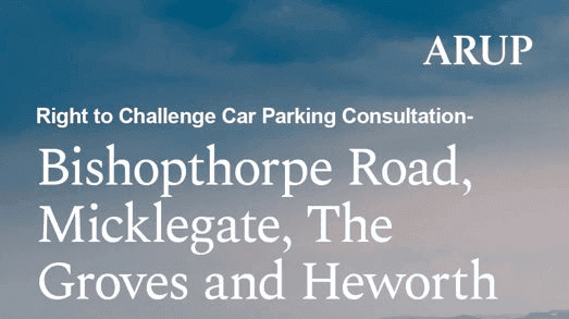 Consultation notice for car parking charges, featuring text on a soft blue background with a calm atmosphere.