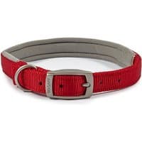 Red Ancol Viva Pad Buc dog collar, 39-48cm, with silver buckle and D-ring, padded interior for comfort.